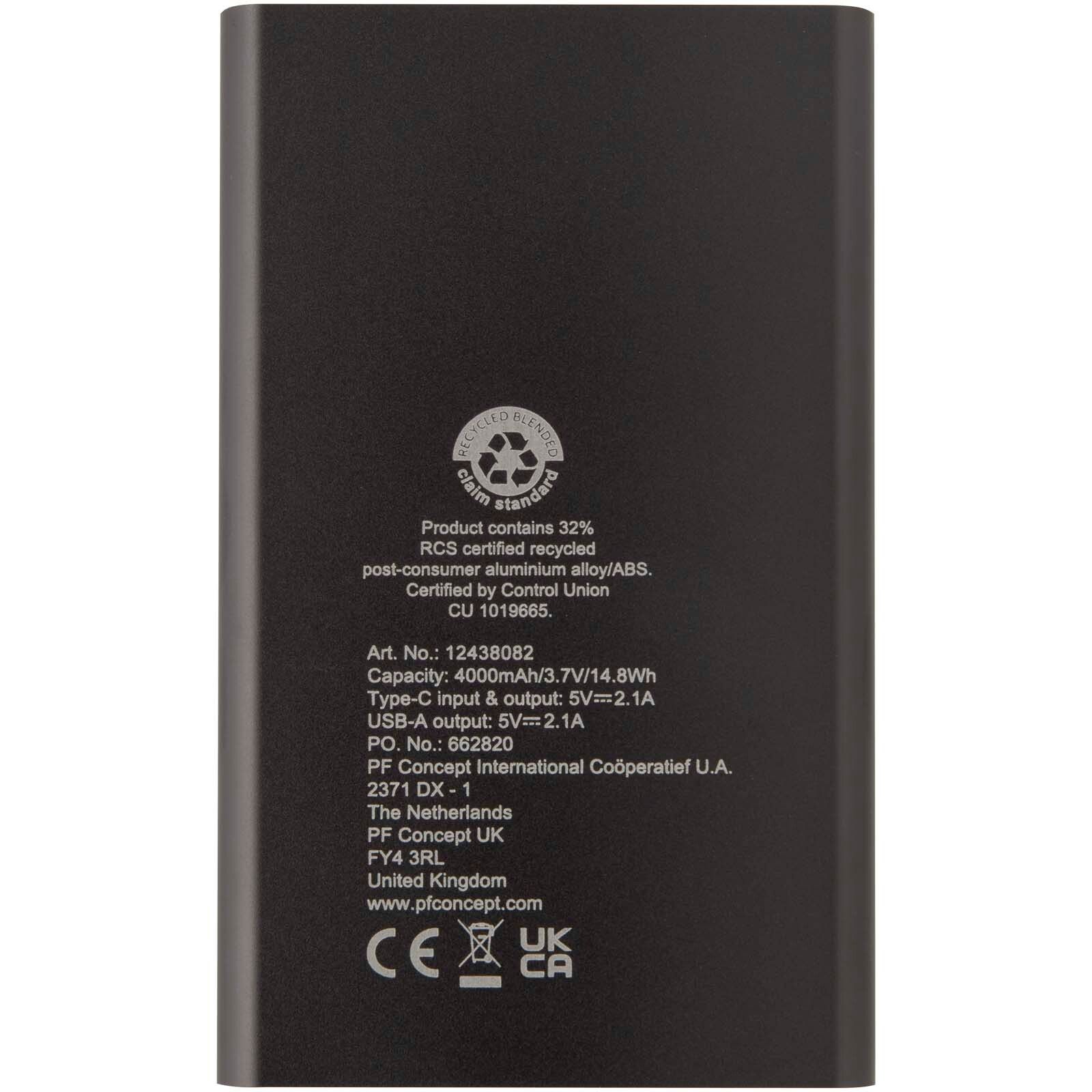 Pep 4000 mAh Type-C Powerbank aus recyceltem Aluminium  - titan-761
