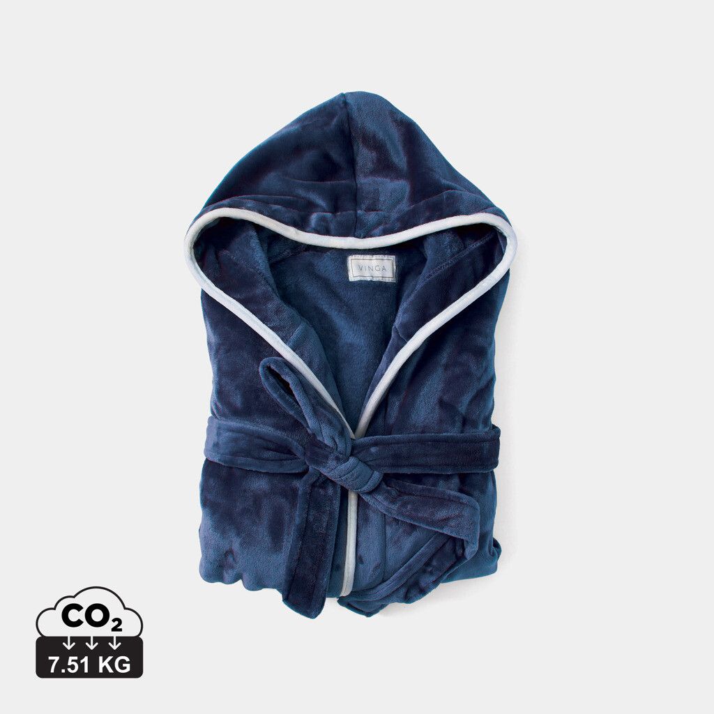 VINGA Louis Luxus Plüsch GRS rPET Bademantel Größe S/M - navy blau-249