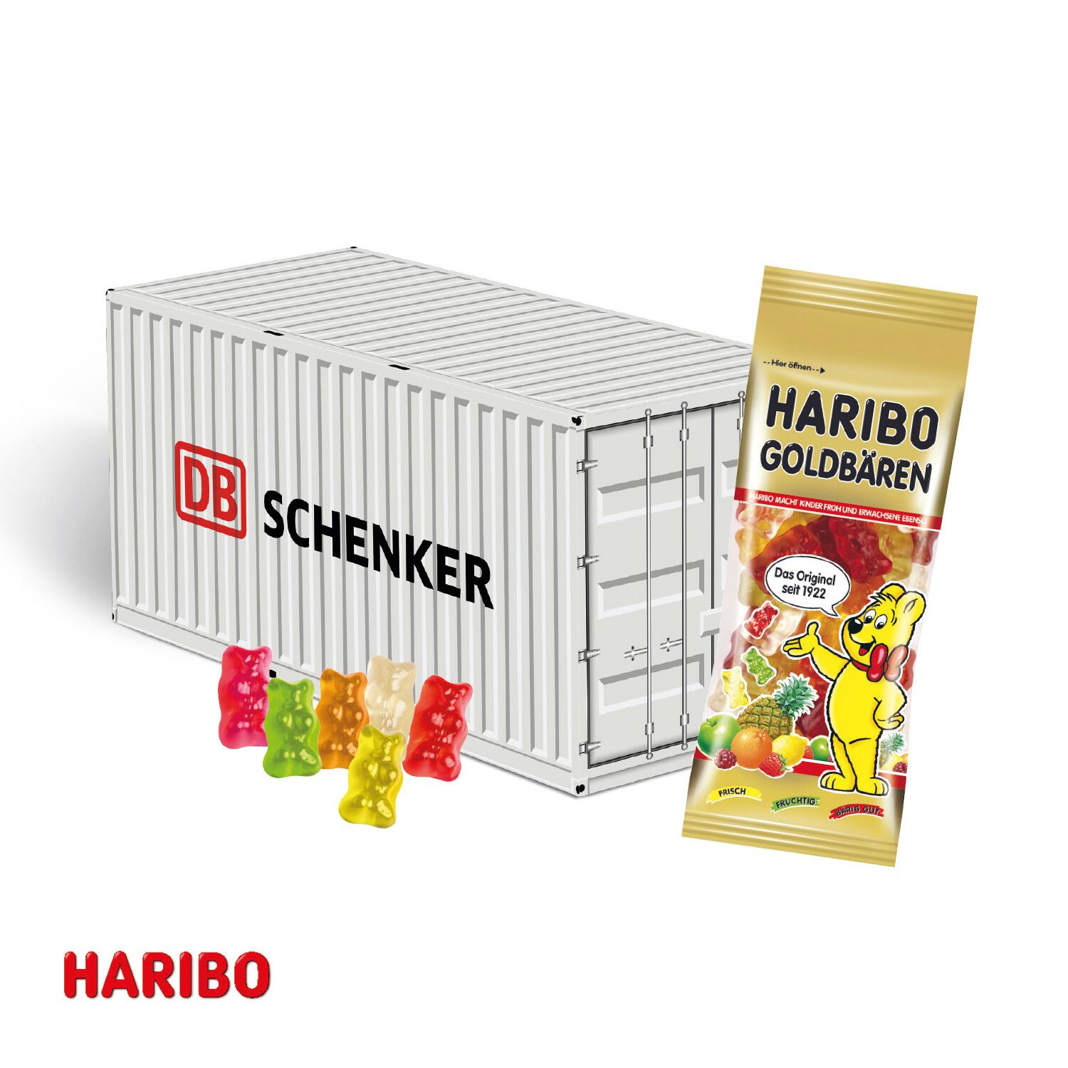 3D Präsent "Container" mit Haribo Goldbären-350