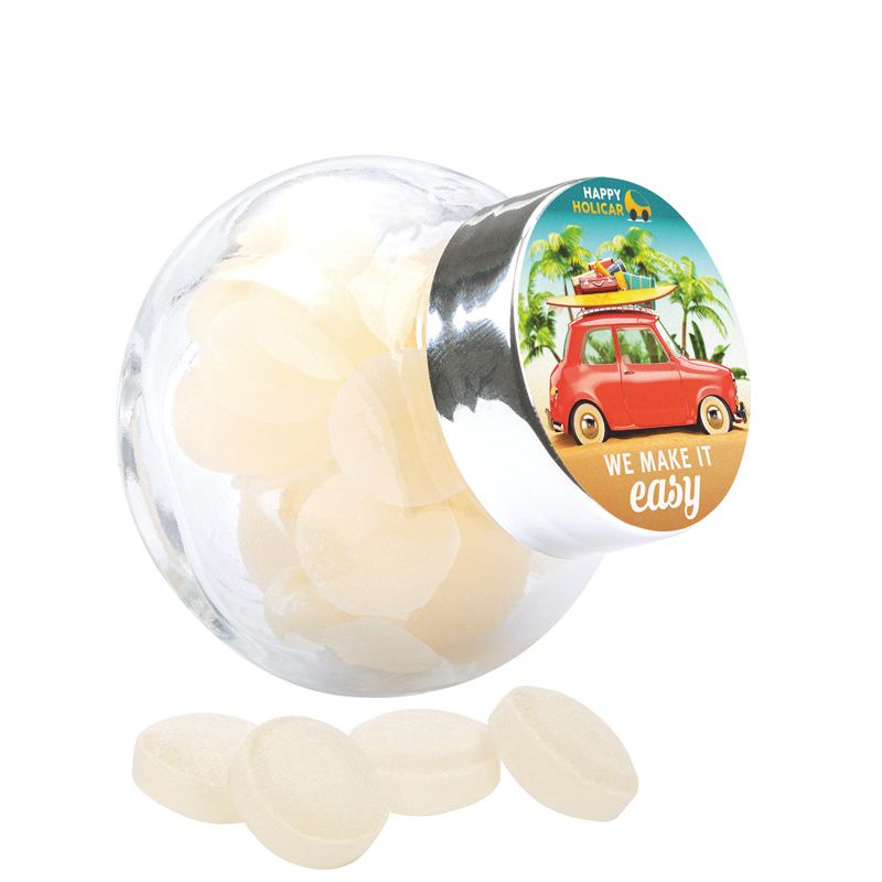 Bonbonglas Mini, Papier-Etikett, Mini Bonbons Japanische Minze-703