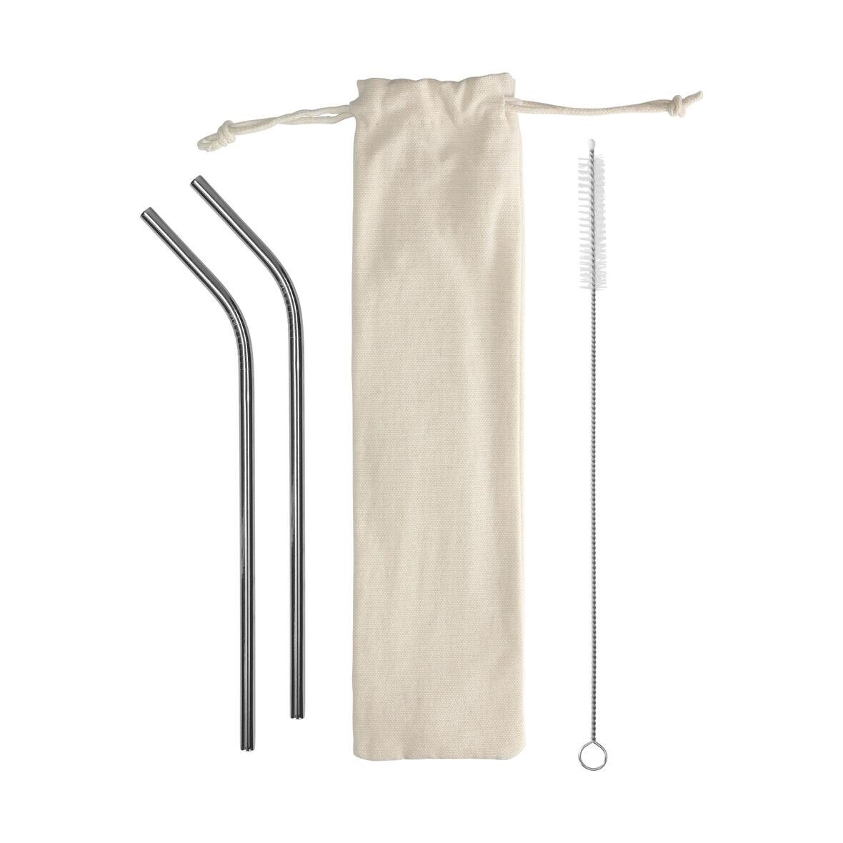 Strohhalm-Set Steel - silber - natur-739