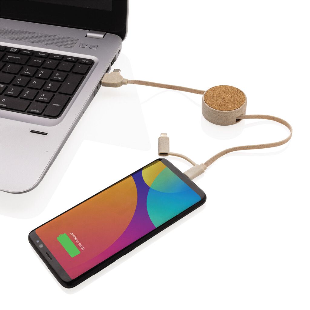 Kork und Weizen 6-in-1 Ladekabel - khaki-273