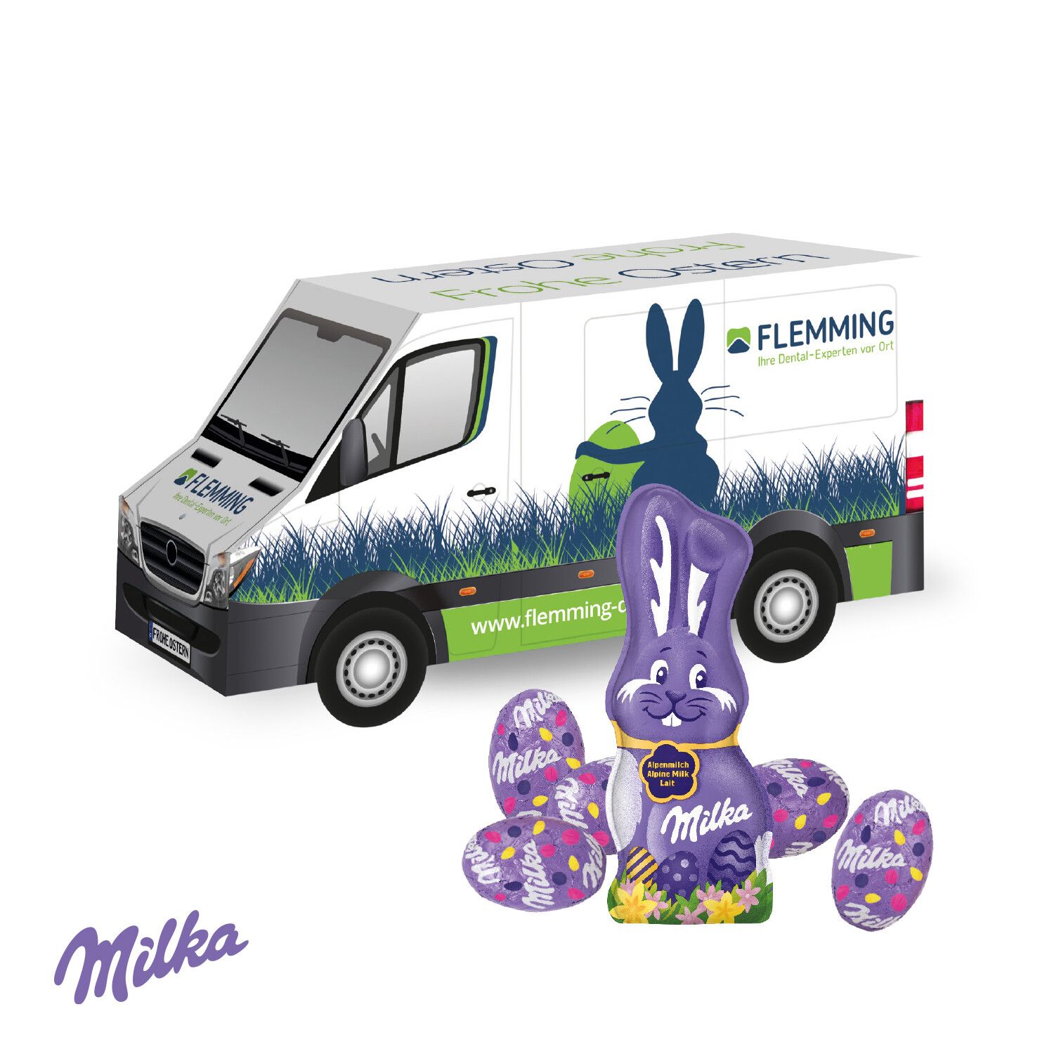 3D Präsent "Transporter" Ostern mit Milka Schokoladenmischung-484