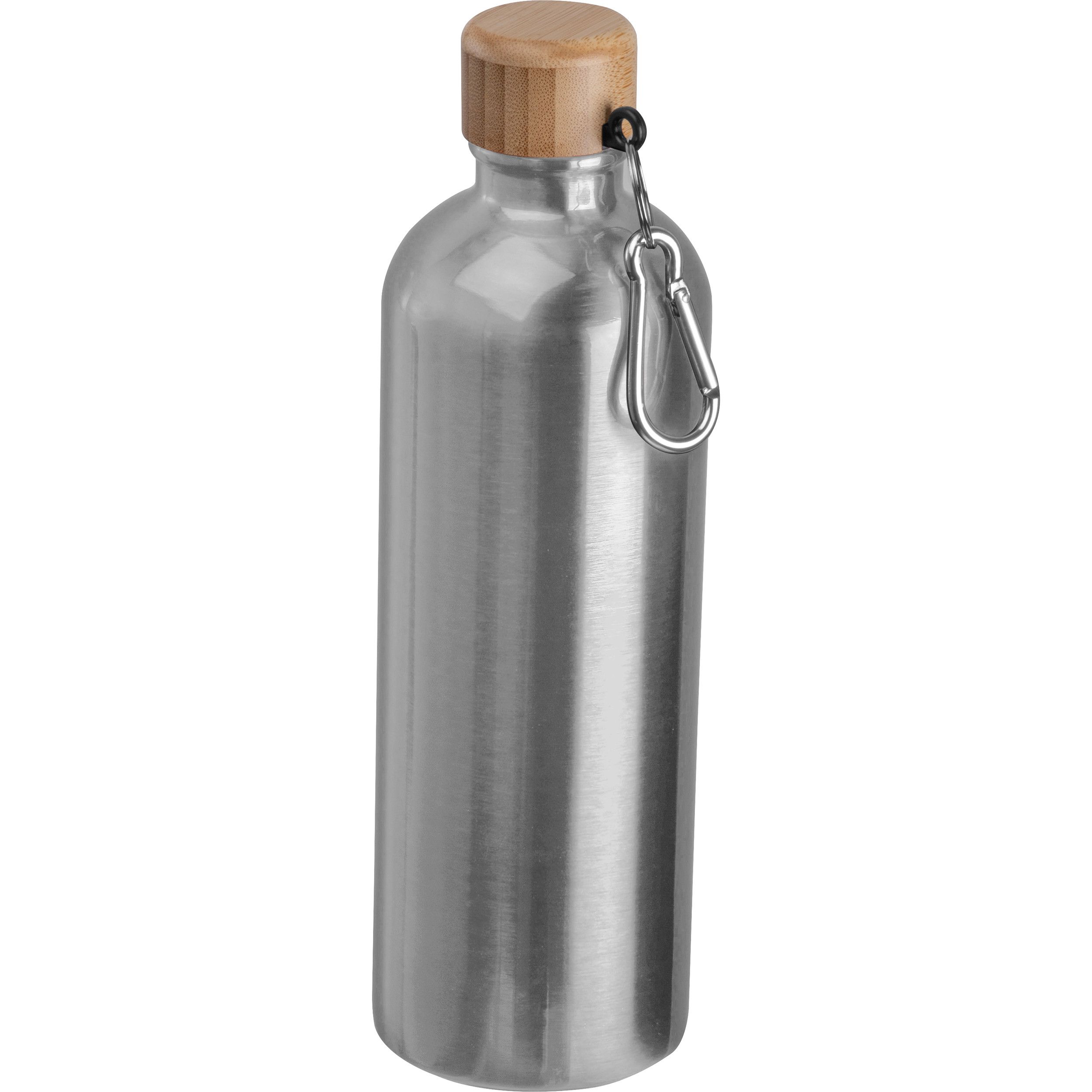 Edelstahltrinkflasche mit Karabiner, 750ml - silbergrau-313