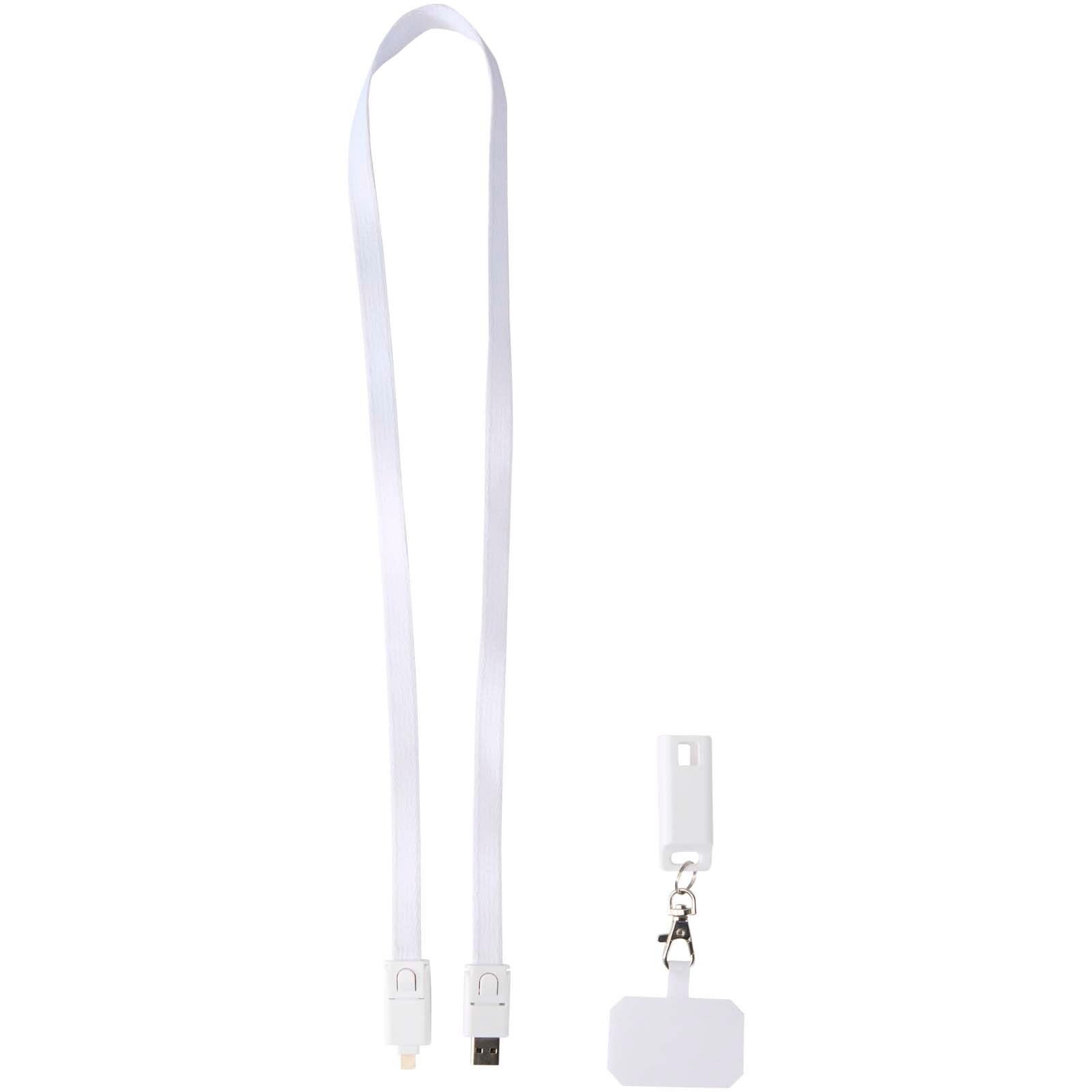 Franz 5 in 1 Lanyard Kabel  Kunststoff für Smartphones mit integrierter Datensynchronisierung und 65 W Schnellladefunktion - weiss-854