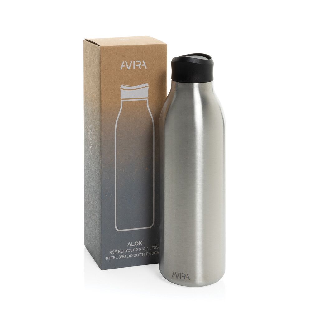 Avira Alok 360 Klick-Wasserflasche aus RCS rec. Stahl, 600ml - silber-812