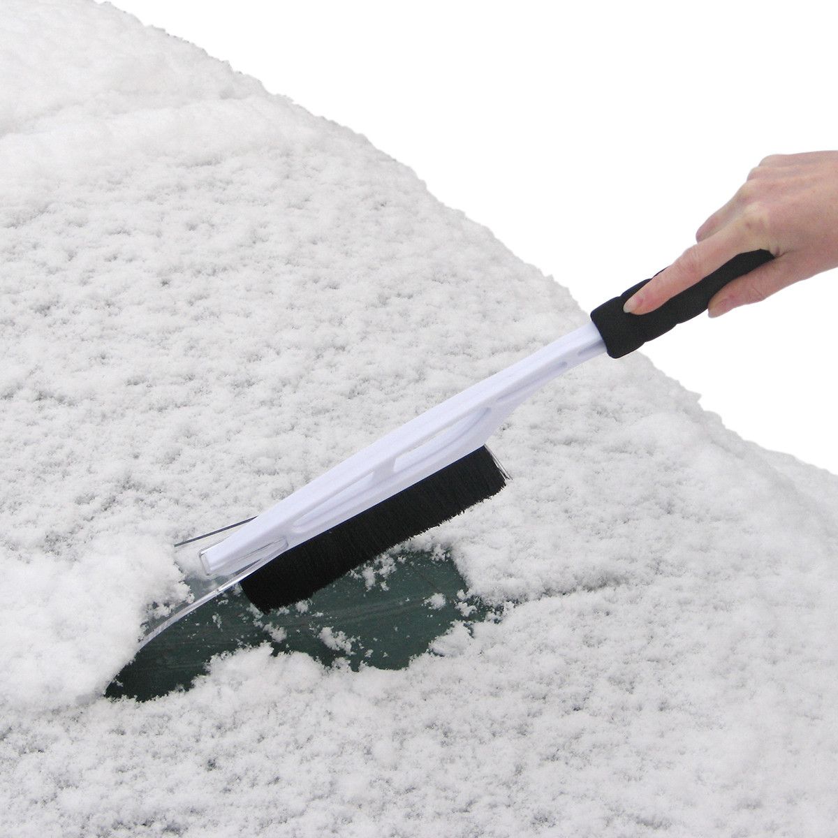 Eiskratzer mit Handbesen (mit Softgriff) - weiß - schwarz-958