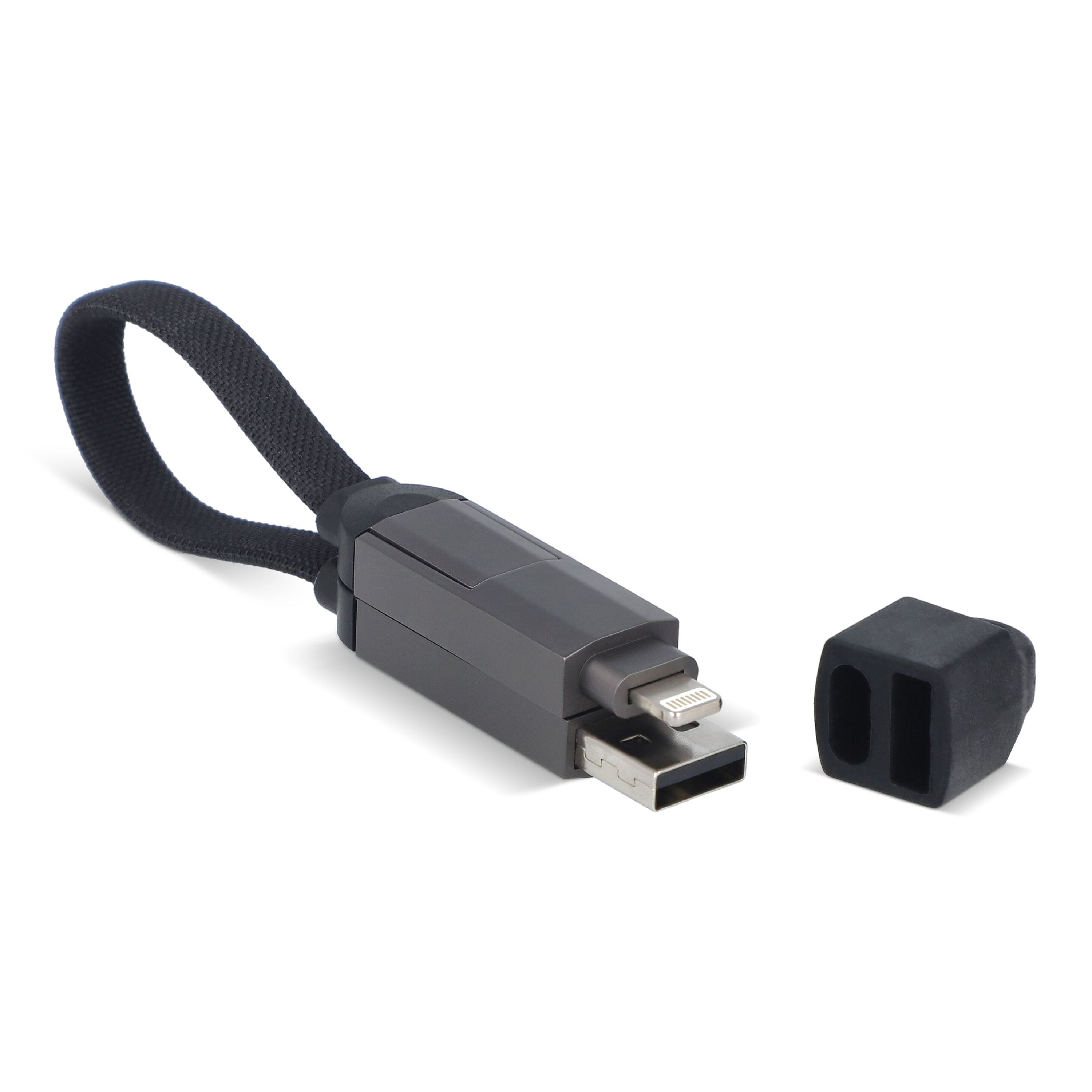 Multifunktionales 4-in-1 Kabel Schlüsselanhänger Größe 60 W - schwarz-818