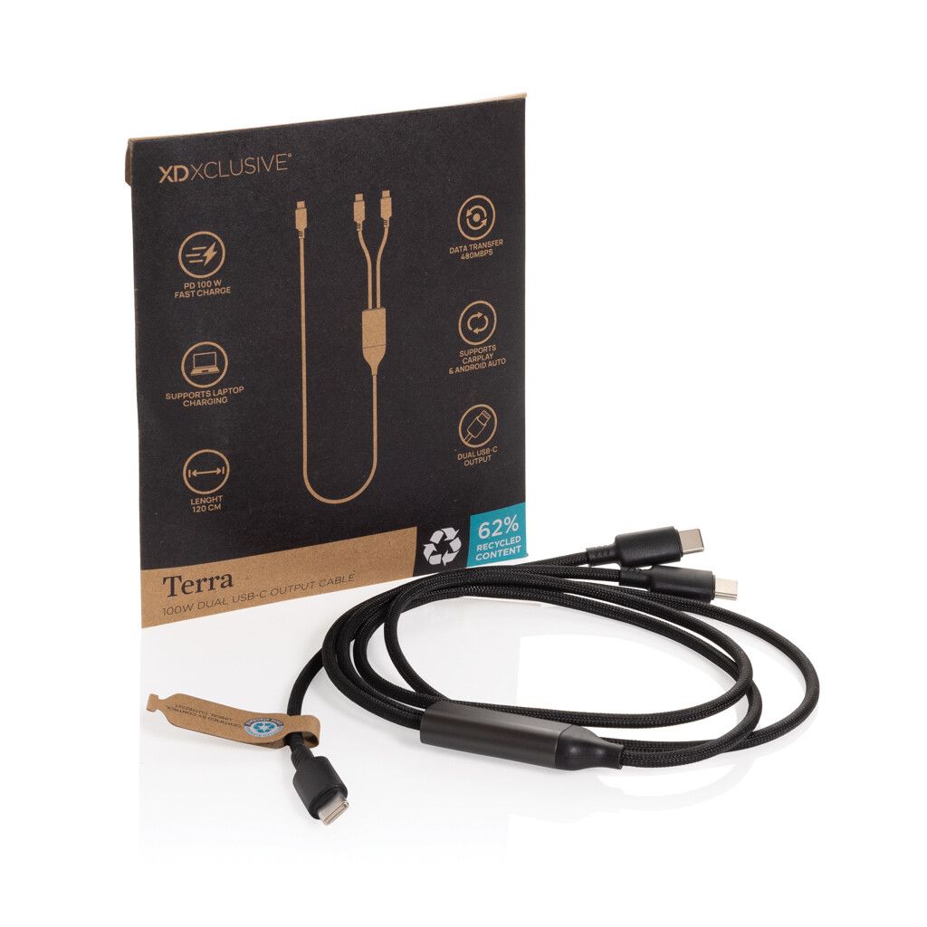 Terra 100W RCS-Kabel mit zwei USB-C-Ausgängen - schwarz-883