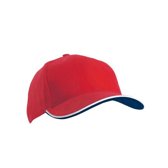 6 Panel Double Sandwich Cap - red - white - navy-731