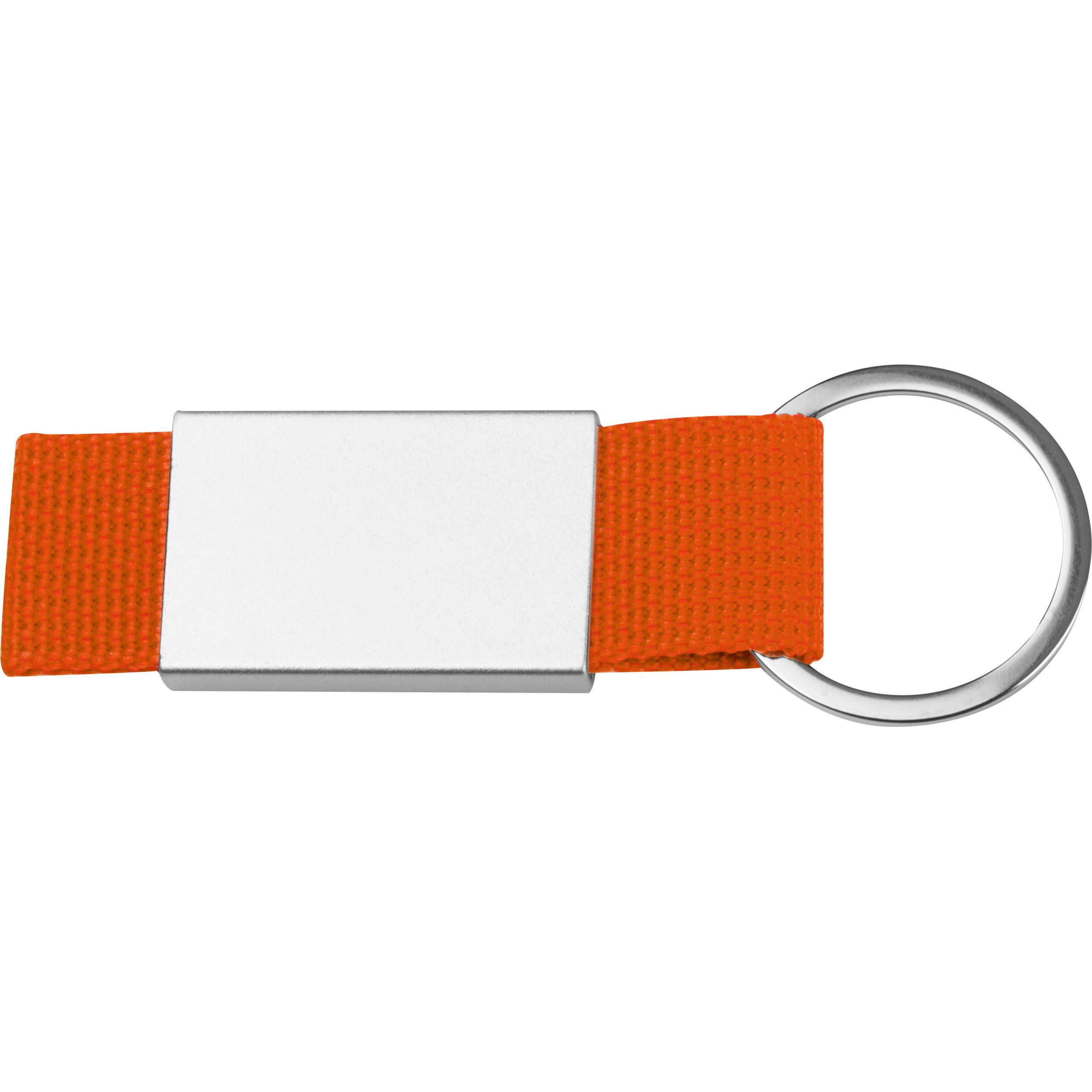 Schlüsselanhänger mit farbigem Stoffbändchen - orange-672