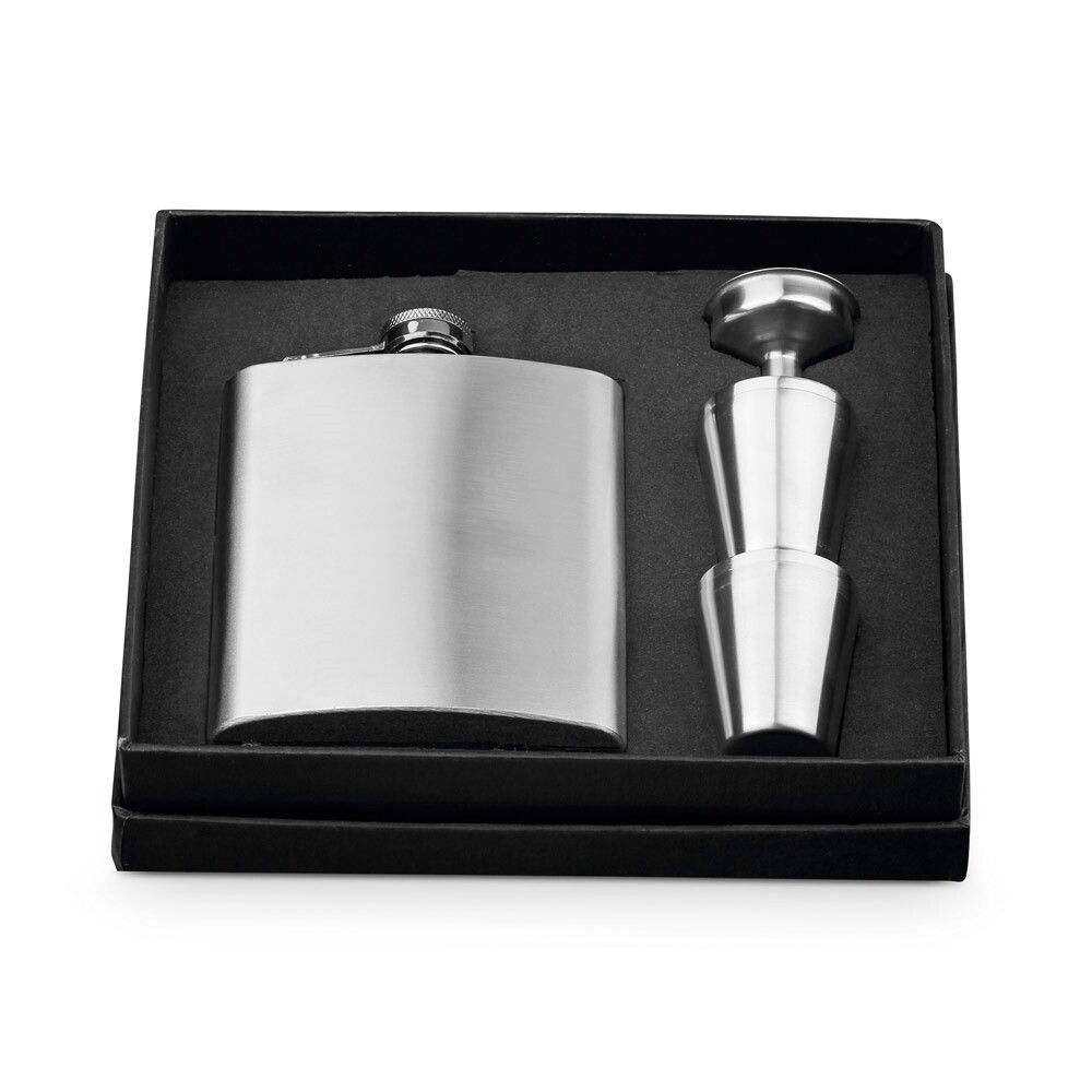 NOVAK Set aus Edelstahlflasche und Gläsern 200 mL - silber-75