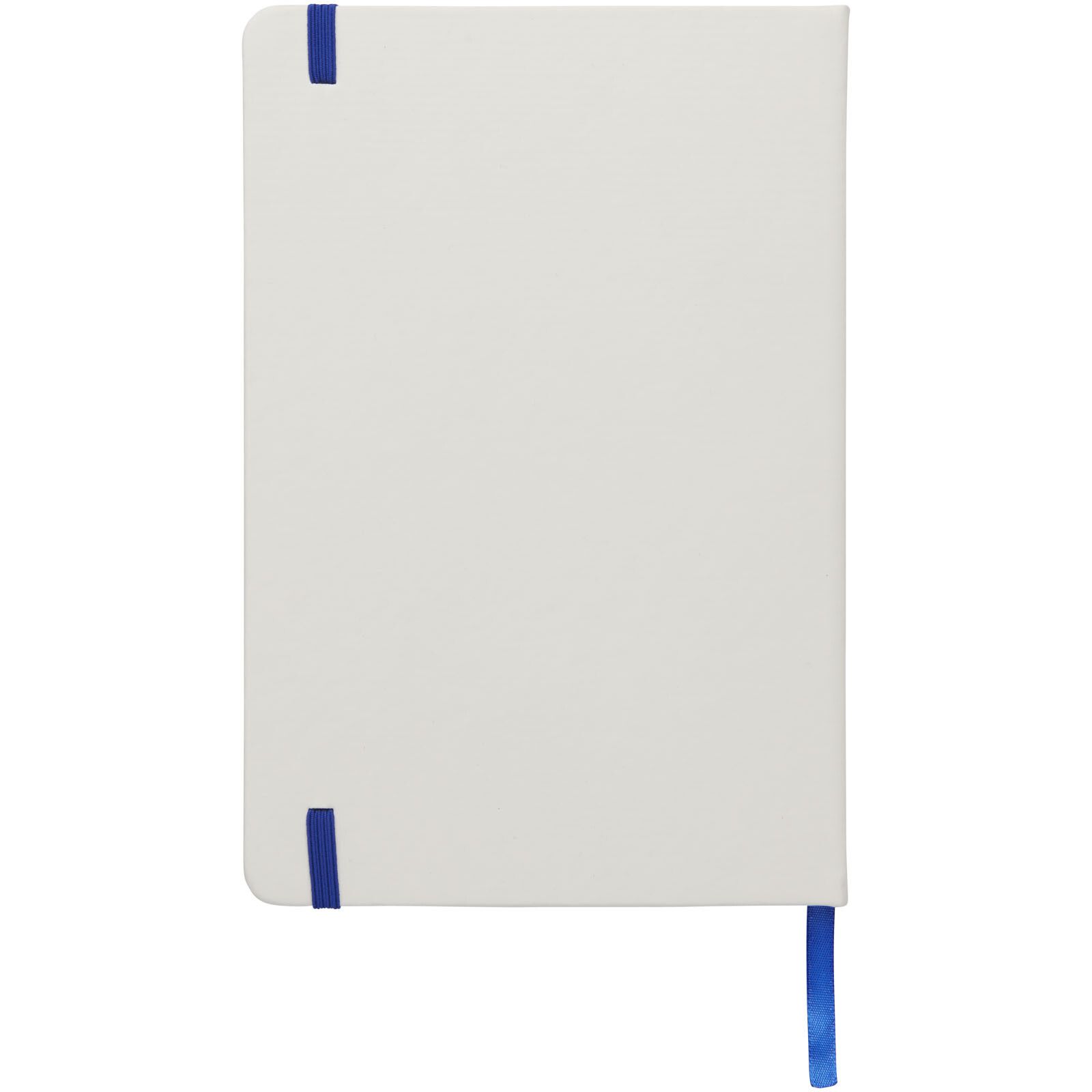 Spectrum weißes A5 Notizbuch mit farbigem Gummiband - weiss -  royalblau-3