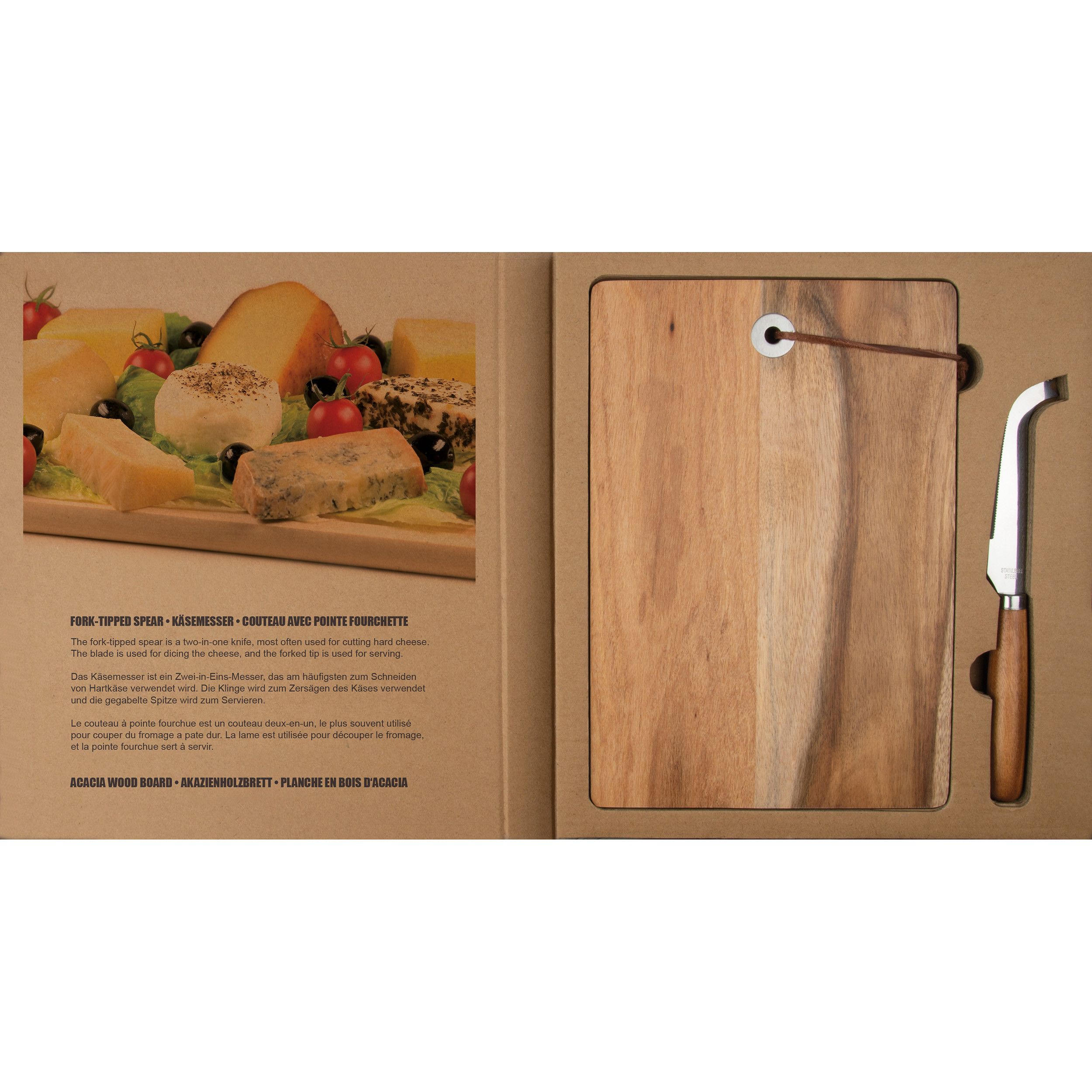 Holzbrett mit Käsemesser - braun-285