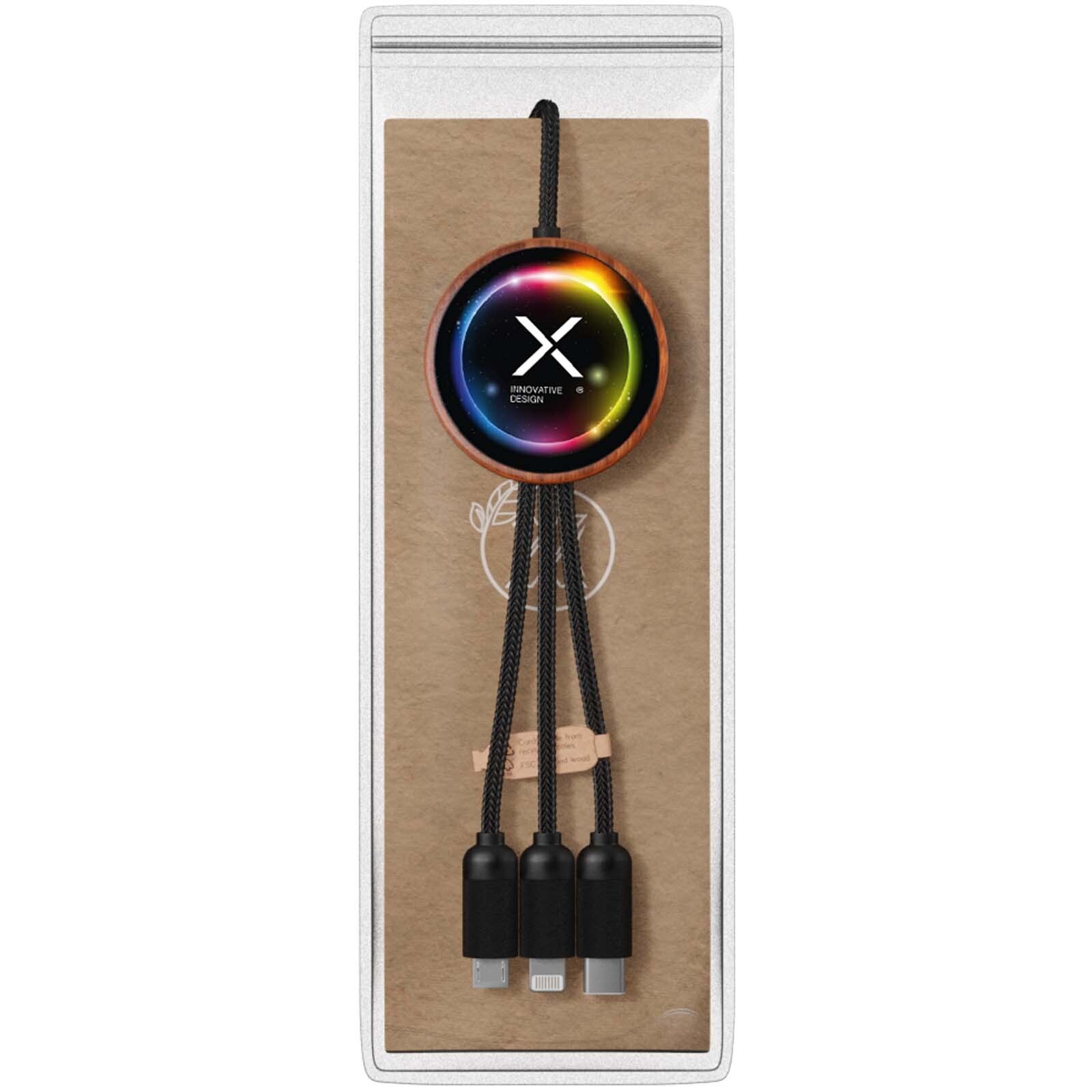 SCX.design C40 5-in-1 Ladekabel aus rPET mit 10W Ladepad und Leuchtlogo - holz-54