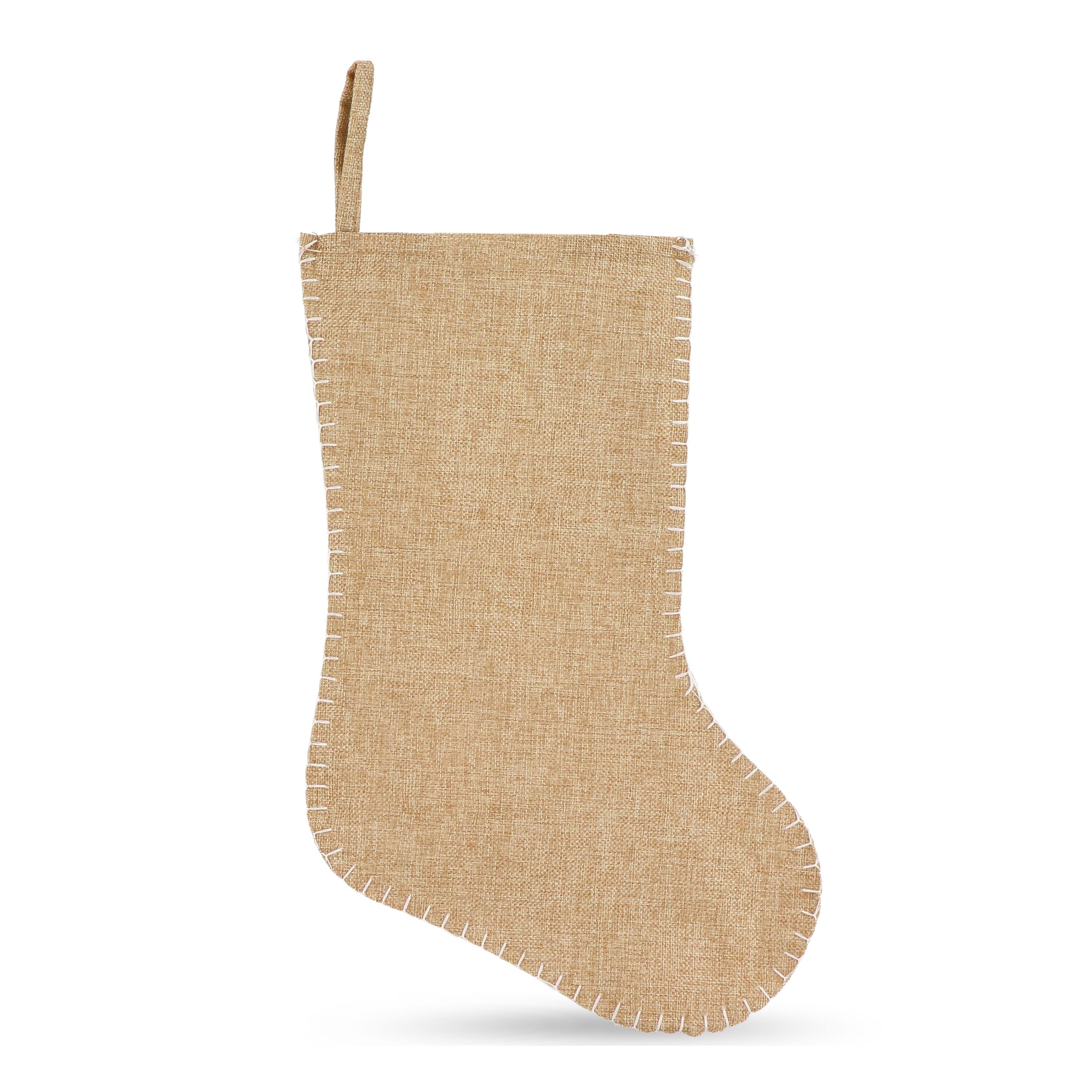 Weihnachtsstrumpf im Jute-Stil mit Ziernaht 40 cm - natur-342