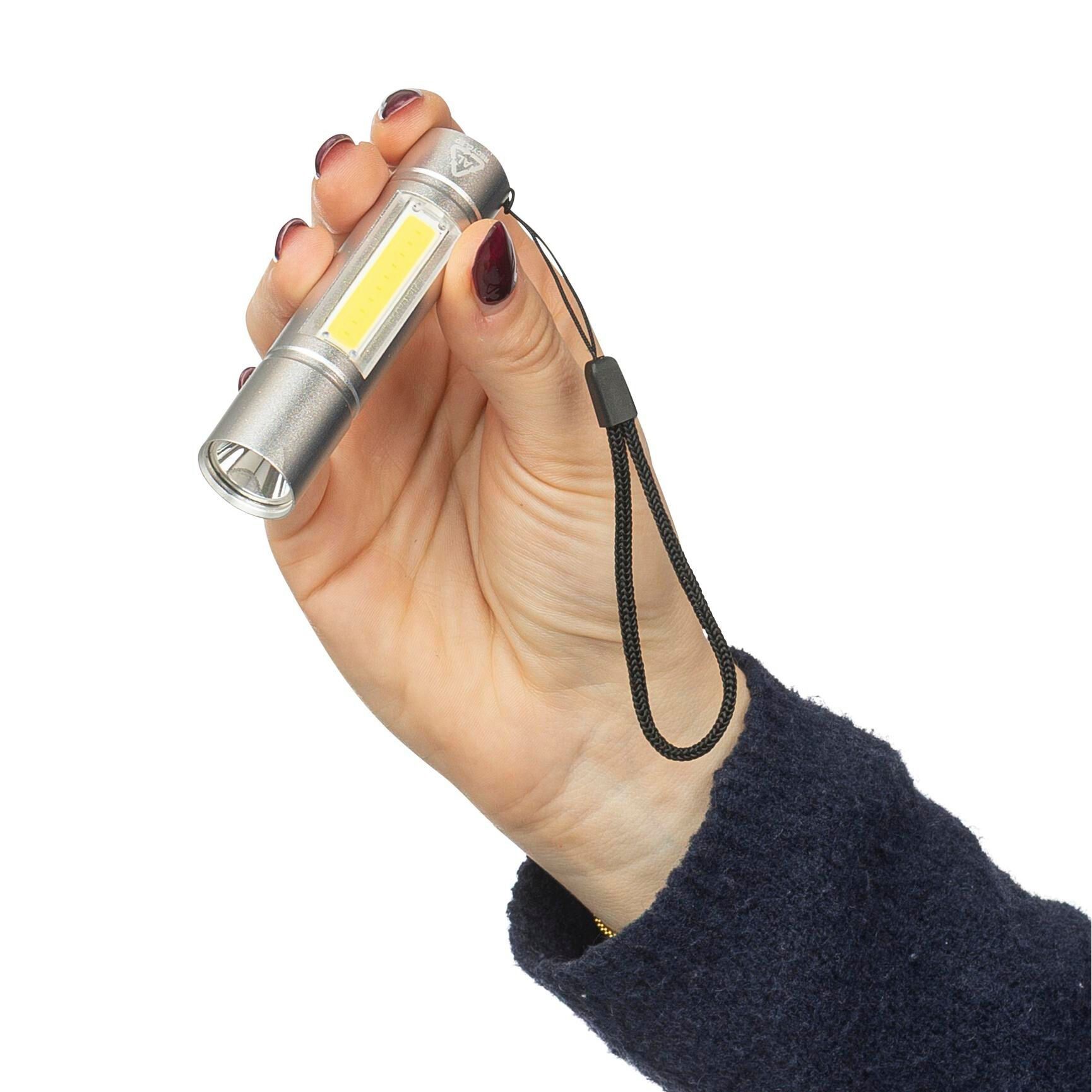 Taschenlampe aus recyceltem Aluminium COB Sami - silber-462