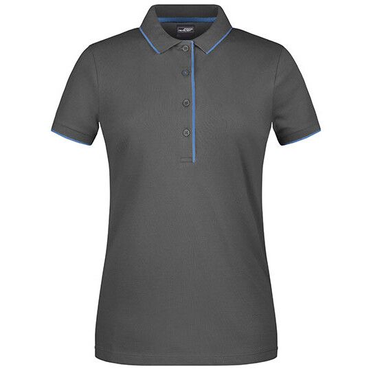Ladies´ Polo Stripe - graphite solid - aqua-894