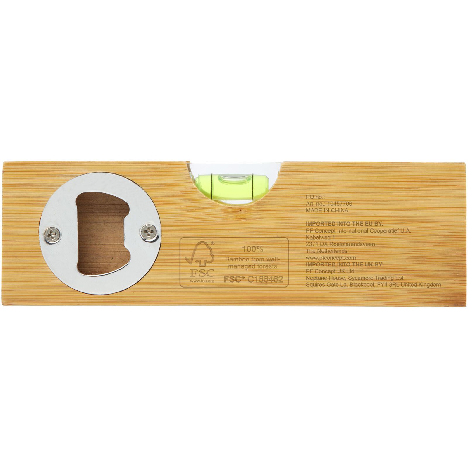 Flush Wasserwaage aus Bambus mit Flaschenöffner - natur-612