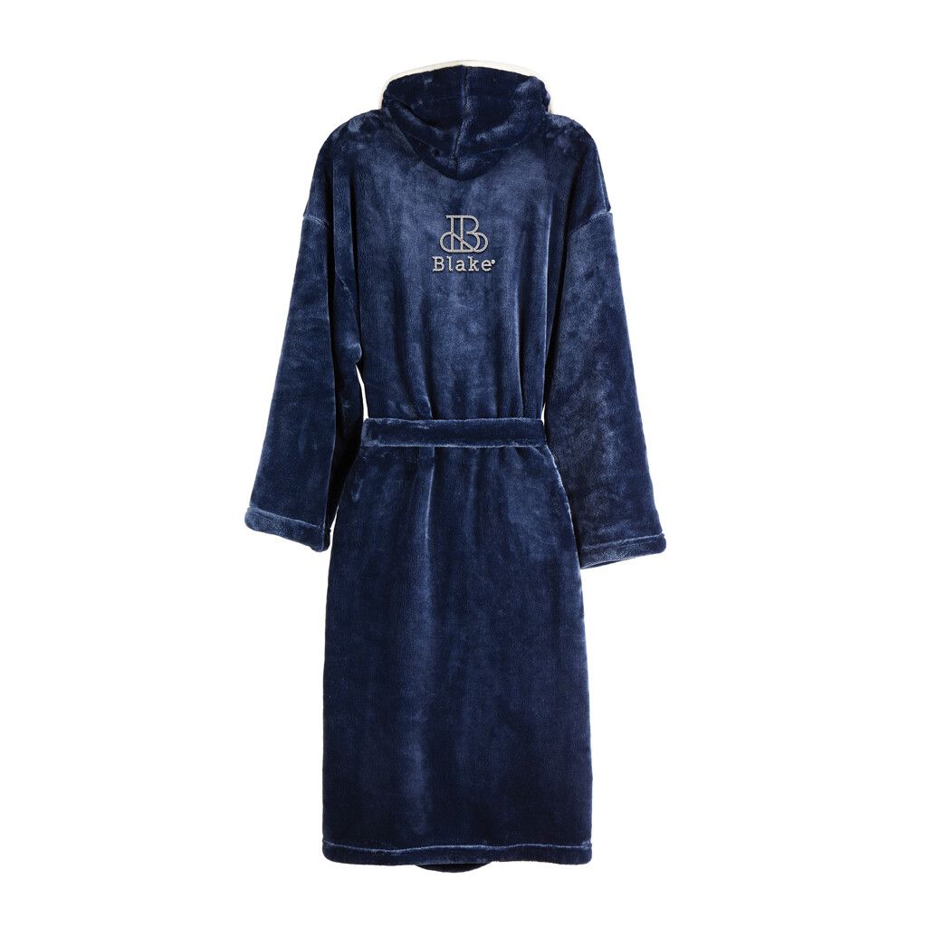 VINGA Louis Luxus Plüsch GRS rPET Bademantel Größe L/XL - navy blau-395