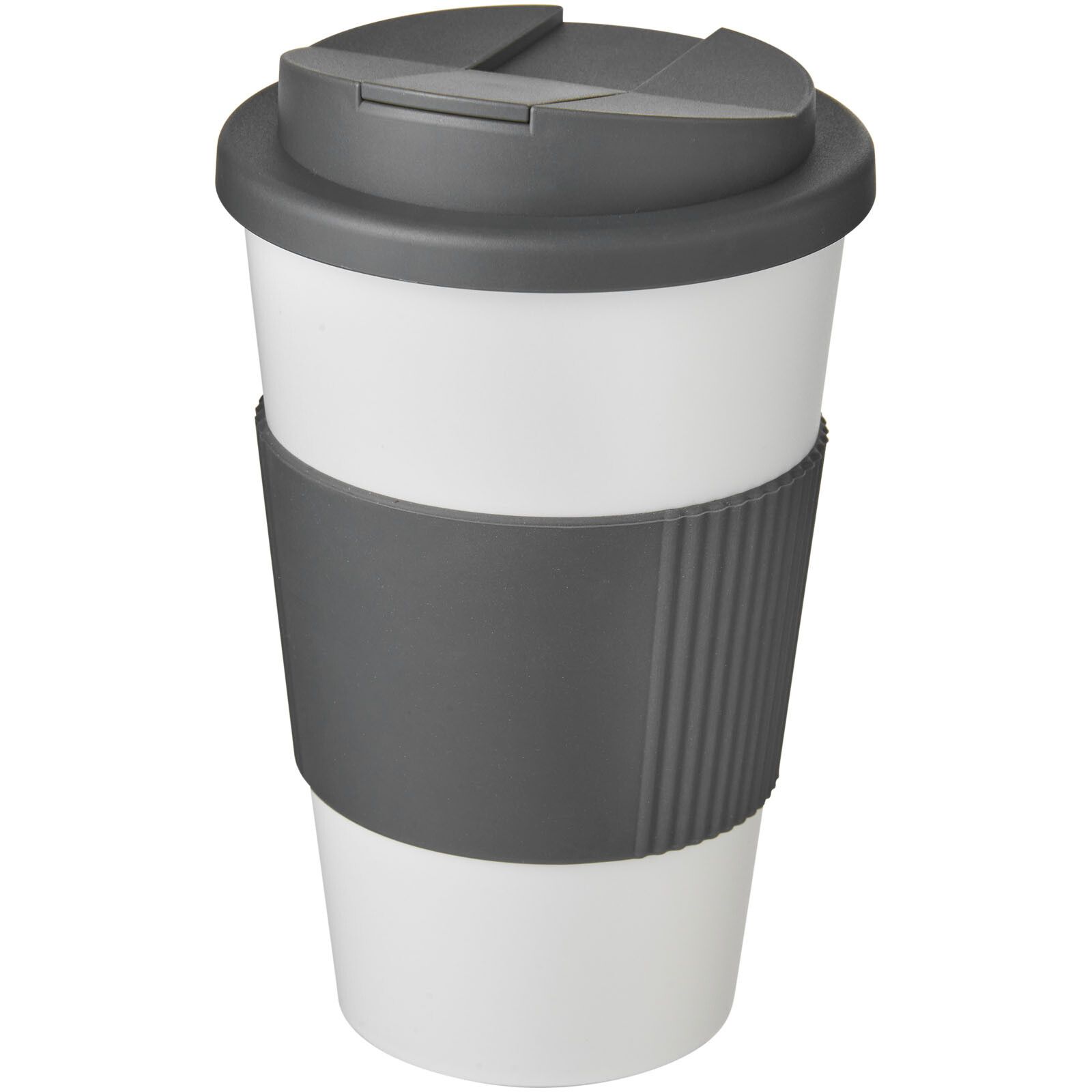 Americano 350 ml Isolierbecher mit Schutzring & auslaufsicherem Schraubverschluss - weiss -  grau-460