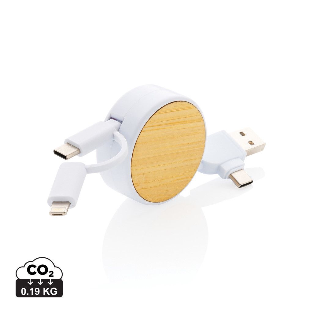 Ontario ausziehb. 6-in-1 Kabel aus RCS recyceltem Kunststoff - weiß-795
