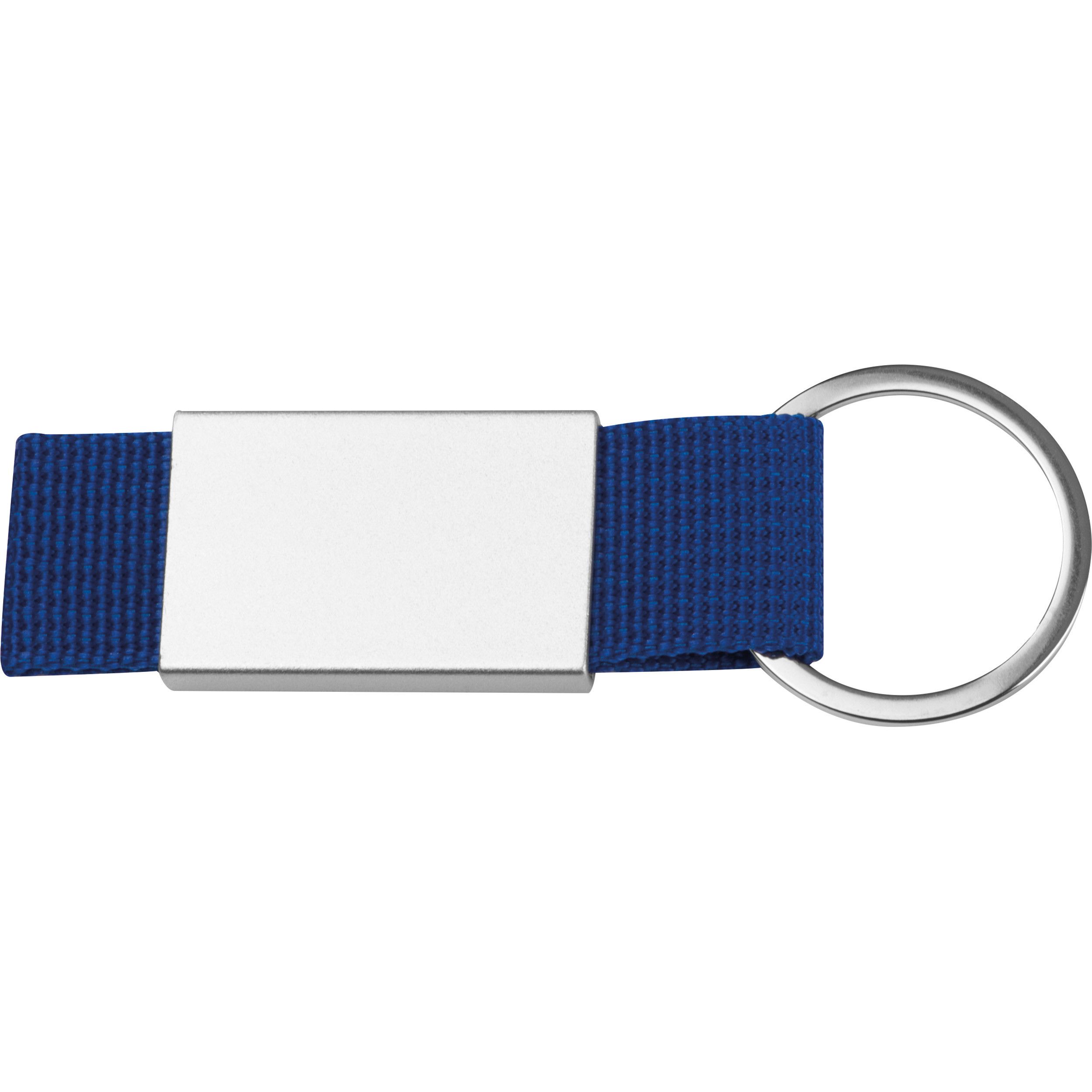 Schlüsselanhänger mit farbigem Stoffbändchen - blau-642