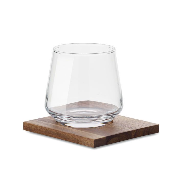 Glas mit Untersetzer DRINKS - transparent-597