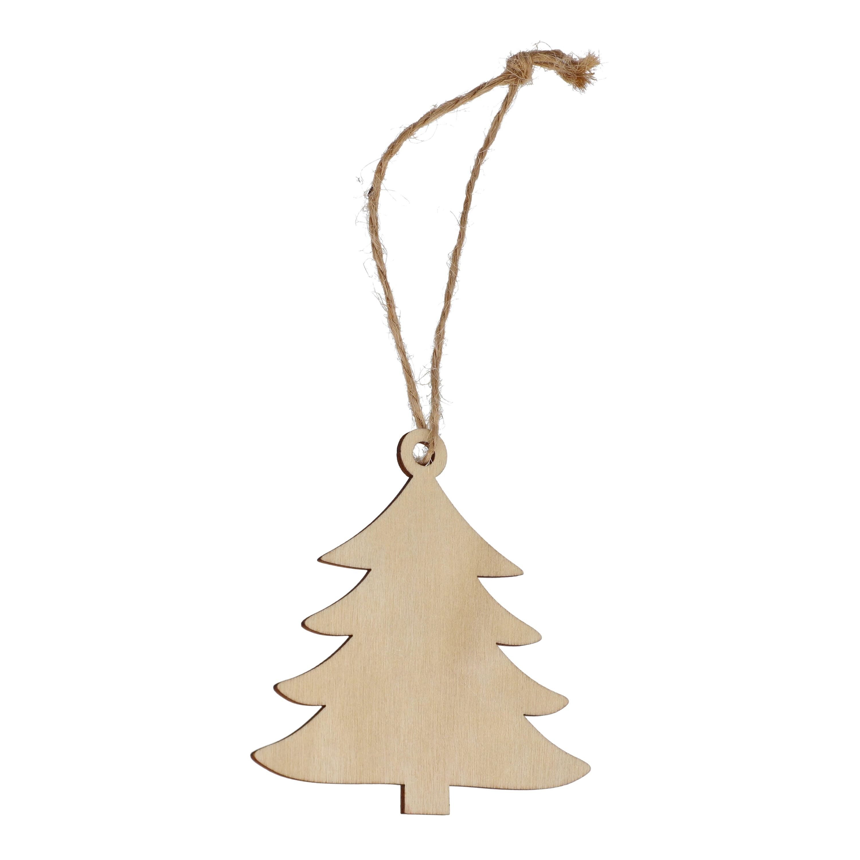 Baumförmiges Weihnachtsornament aus Holz - natur-252