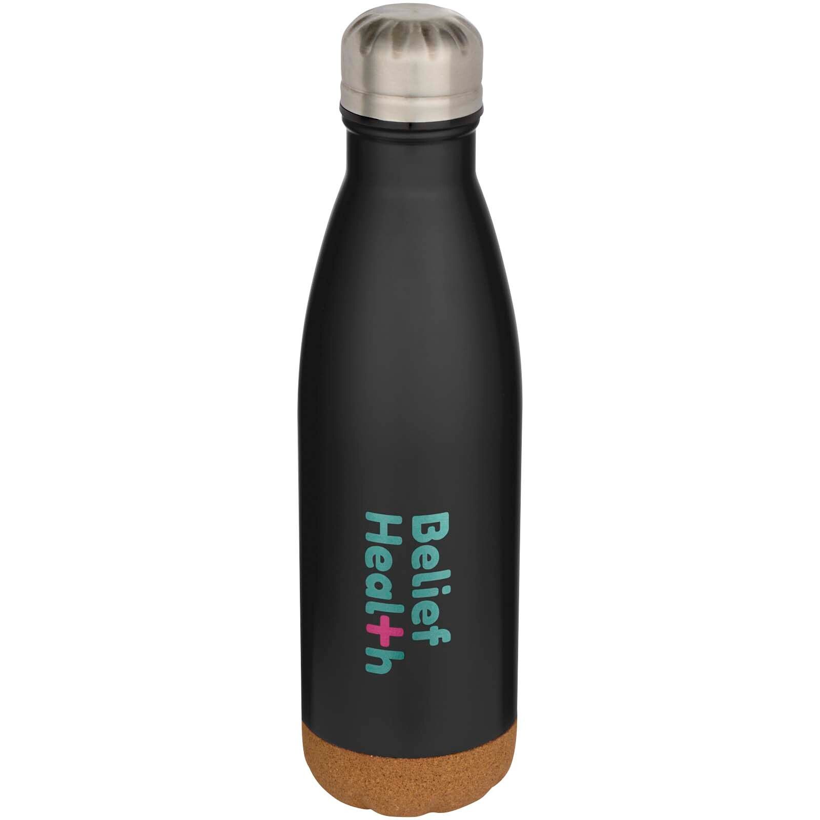 Cove 500 ml doppelwandige, vakuumisolierte Trinkflasche aus Edelstahl mit Korkdetails - schwarz-88