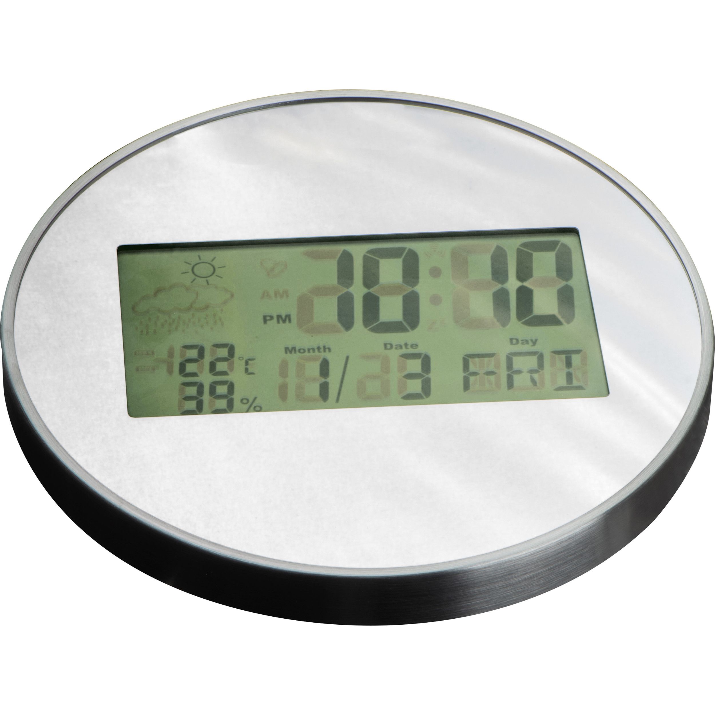 Wanduhr mit Digitaldisplay  - silbergrau-636