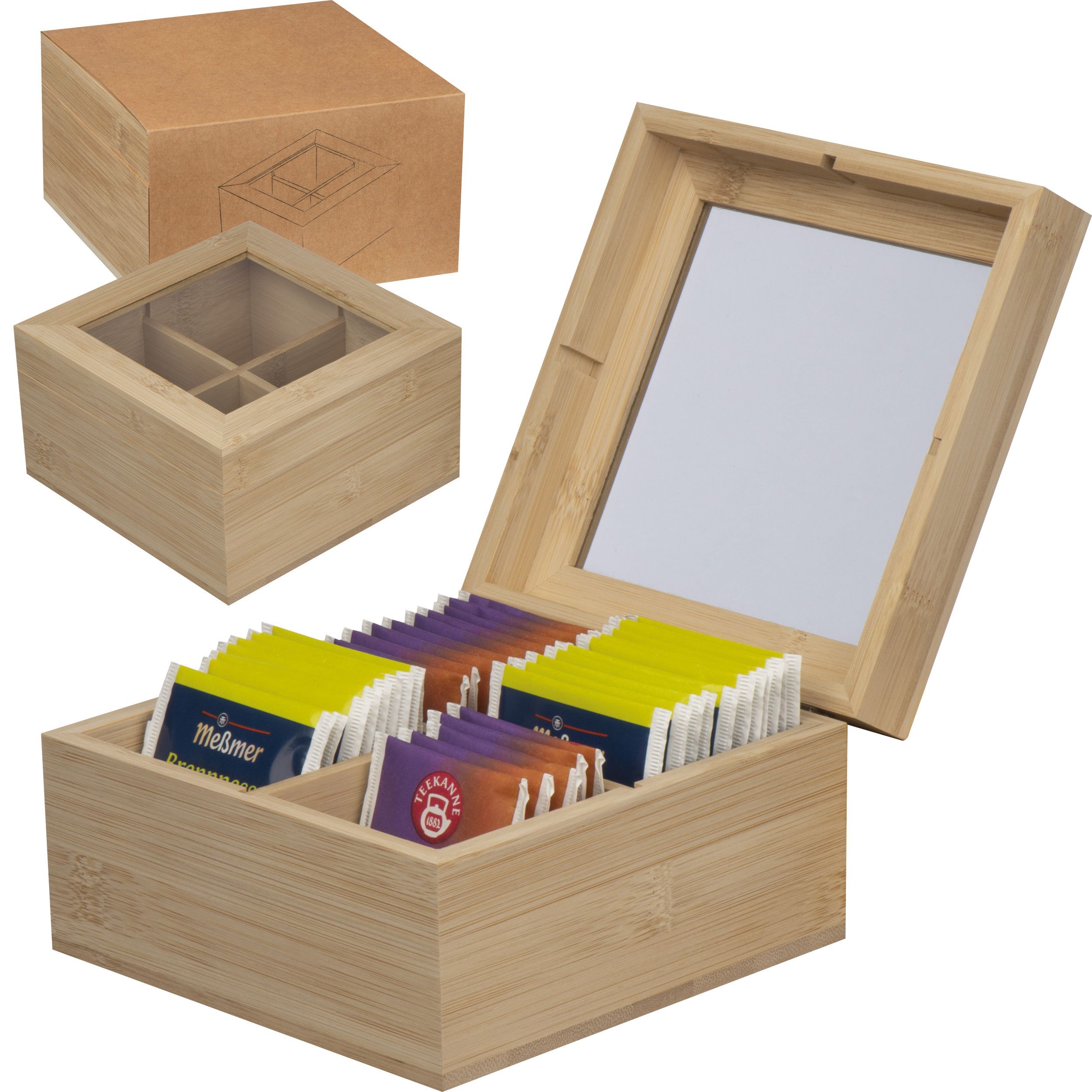 Teebox aus Bambus für 40 Teebeutel - beige-315