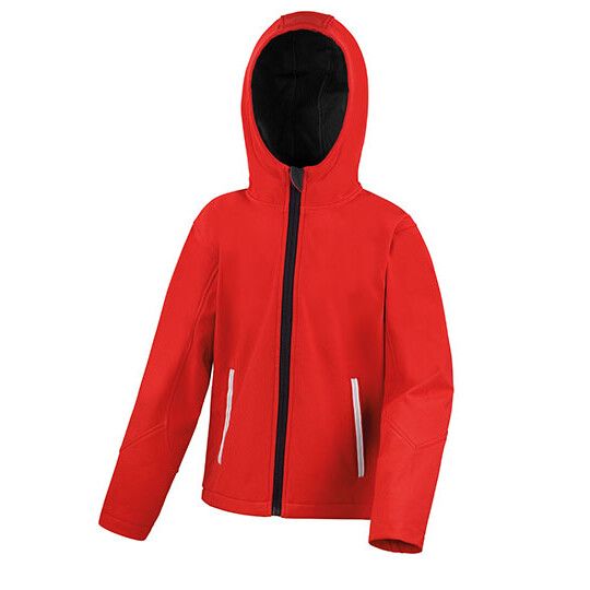 Youth TX Performance Hooded Soft Shell Jacket - red - black-149
