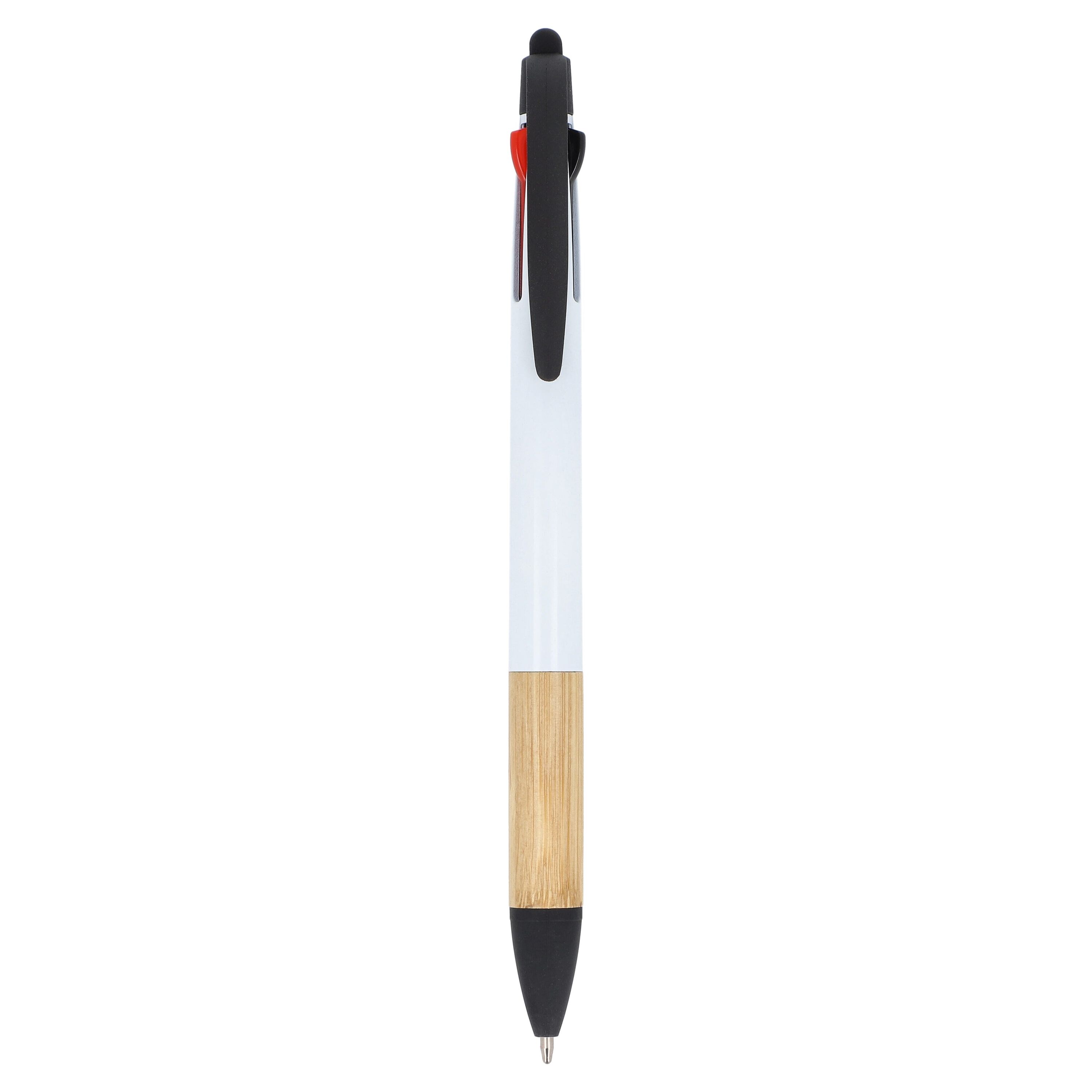 3-Farben-Stift mit Bambusgriff - weiss-718