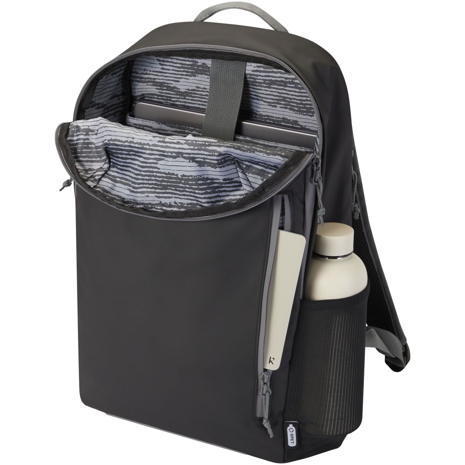 Aqua wasserabweisender 15" Laptop-Rucksack aus GRS Recyclingmaterial 21 L - schwarz-259