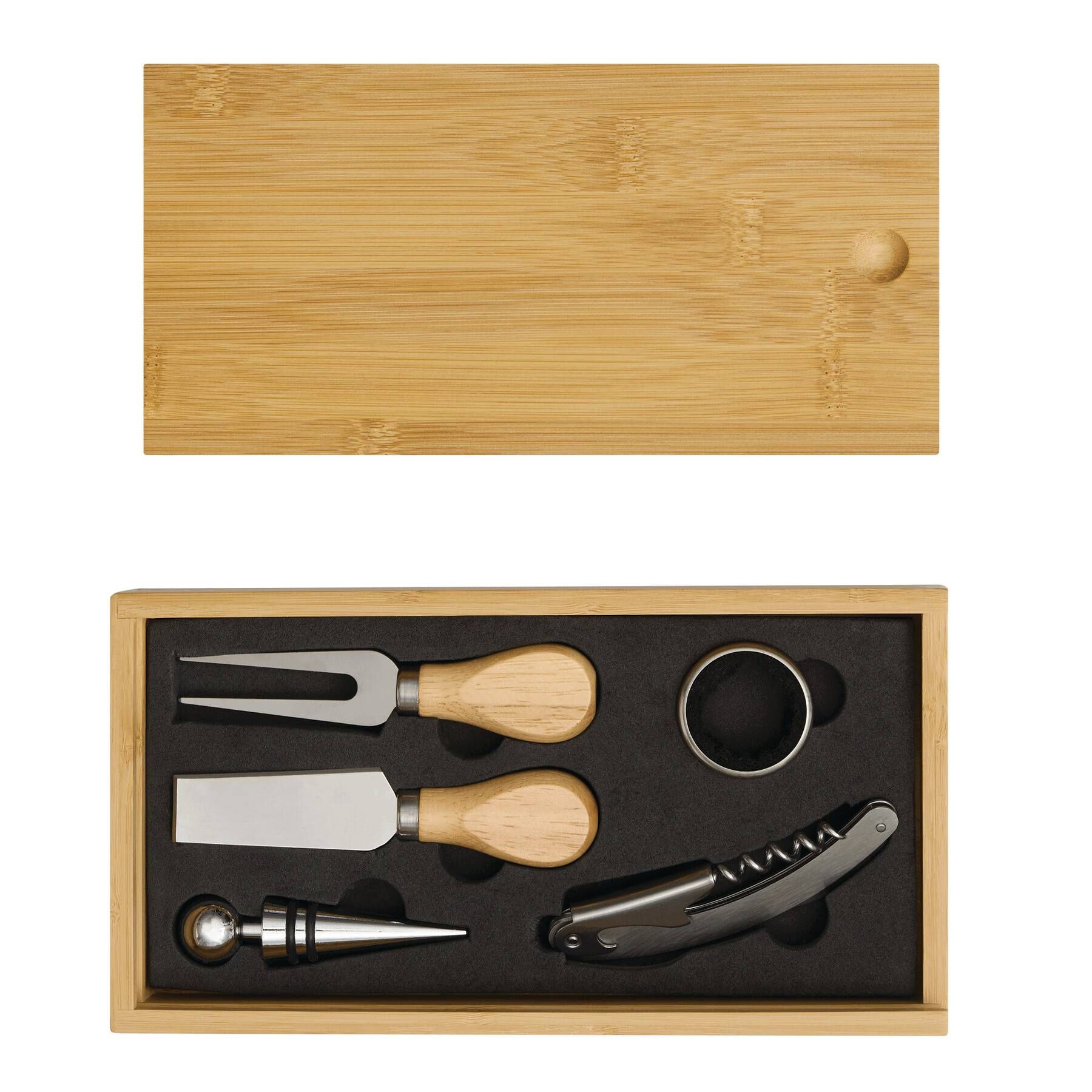 Wein- und Käseset BAMBOO WINE - braun - silber-197