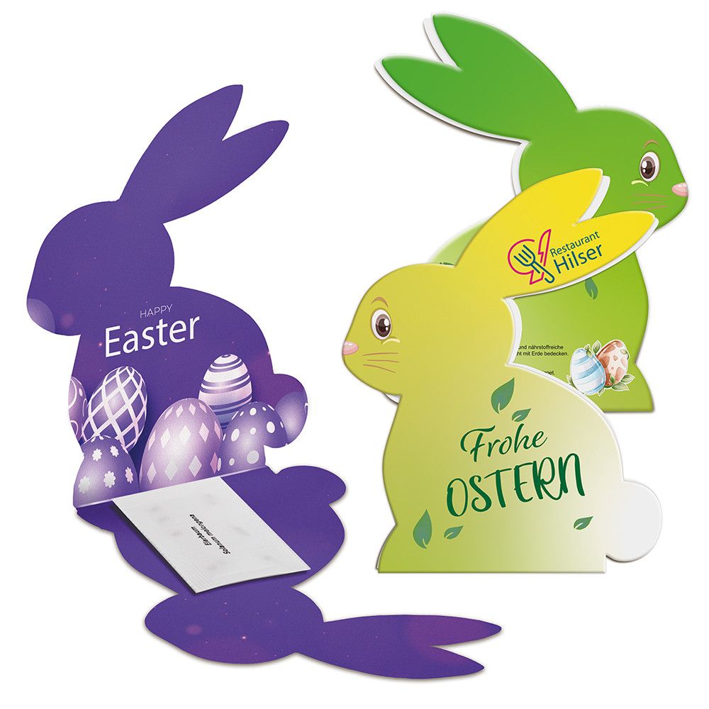Klappkärtchen Osterhase - Druck individuell Digitaldruck Vorder- und Rückseite-530