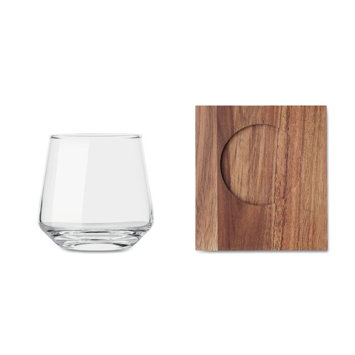 Glas mit Untersetzer DRINKS - transparent-120