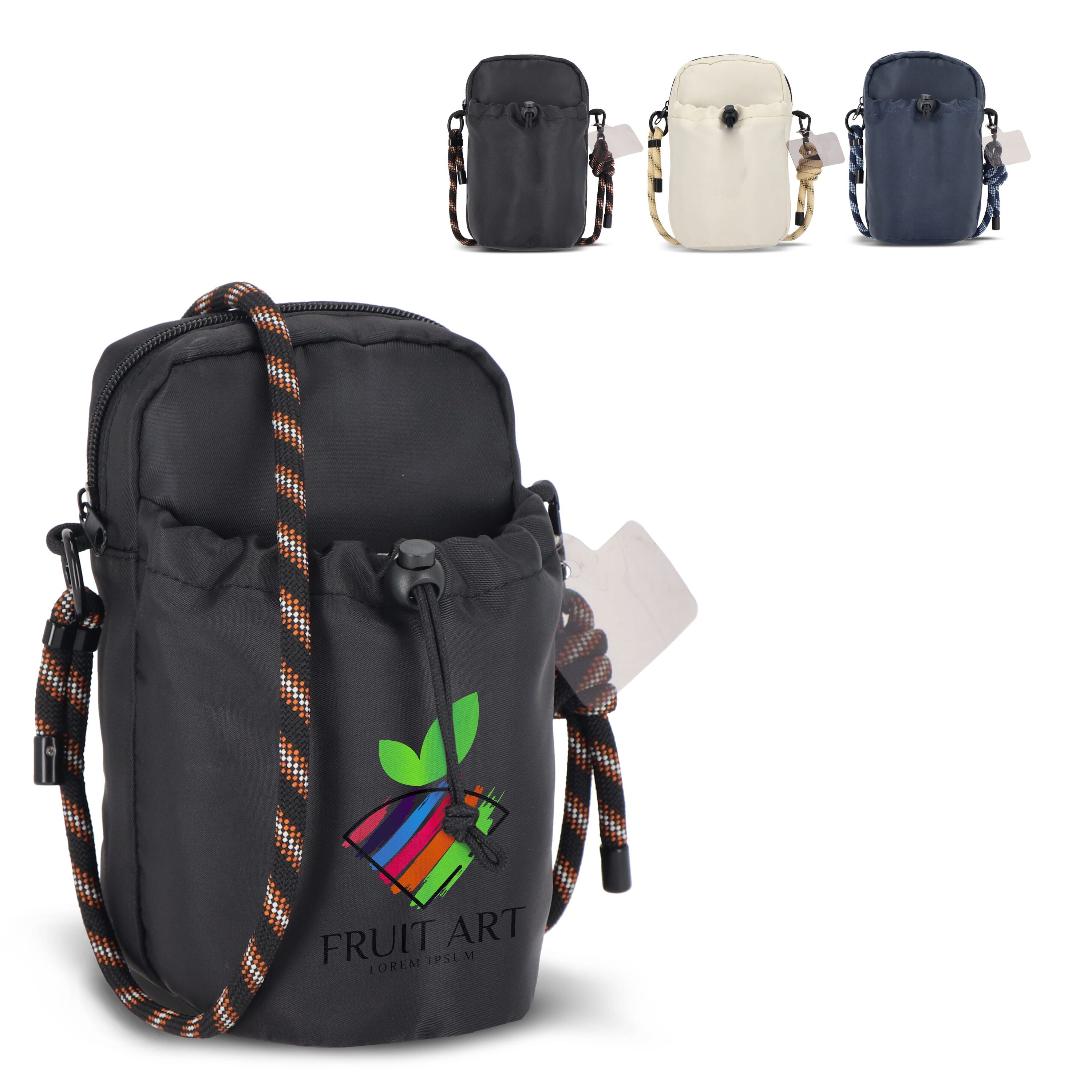 Crossbody Flaschenhalter-Tasche mit Paracord-Gurt - schwarz-347