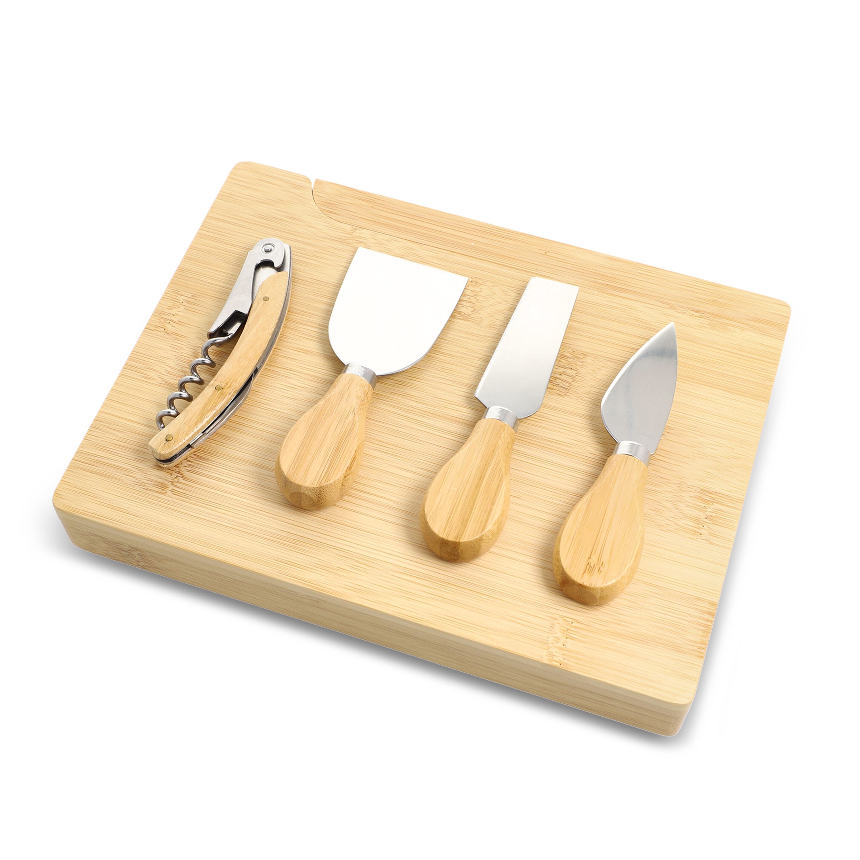 4er-Set für Käse und Wein aus Bambus - natur-7