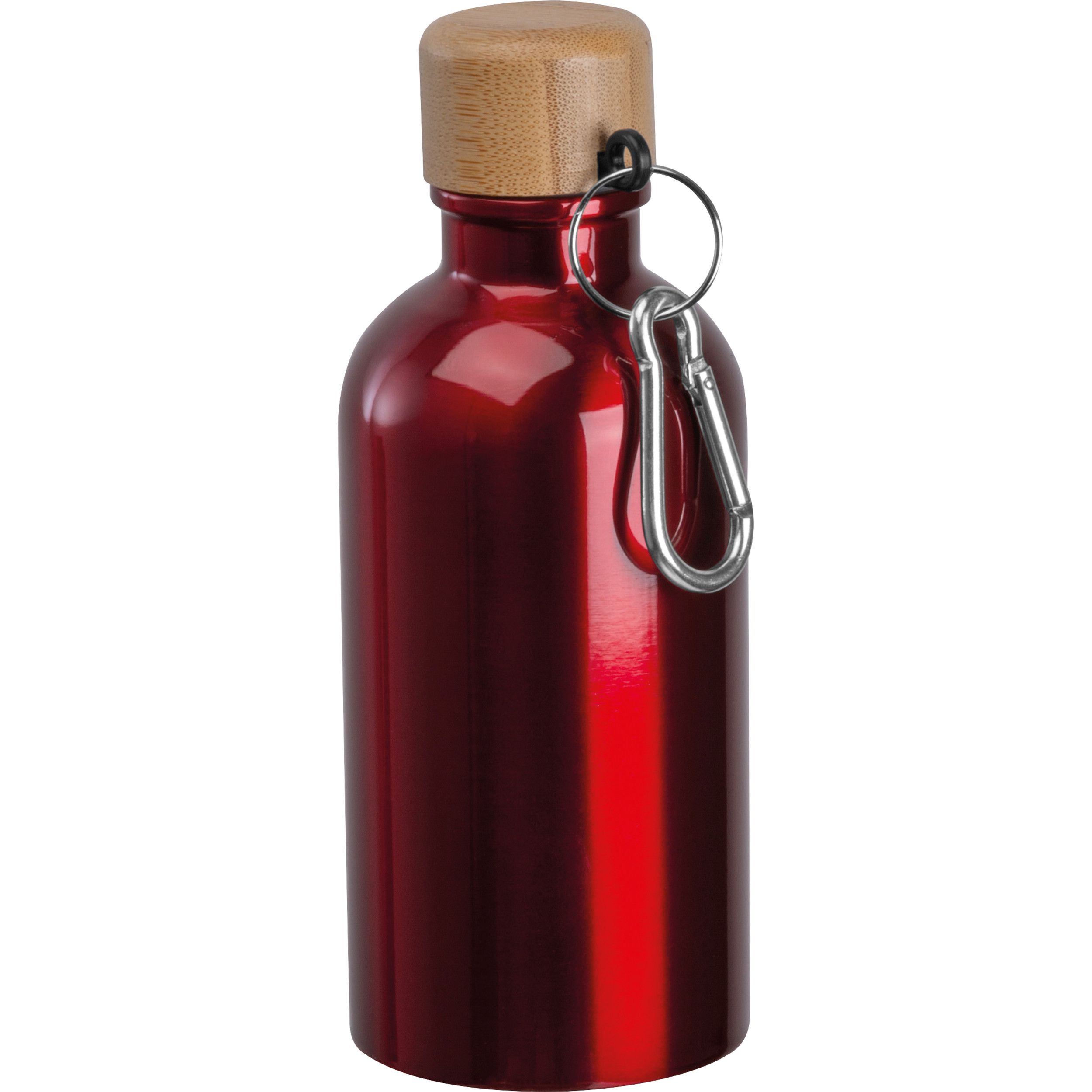 Edelstahltrinkflasche mit Karabiner, 400ml - rot-365