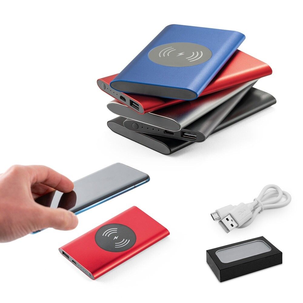 CASSINI Powerbank 4'000 mAh mit 5W Ladegerät aus recyceltem Aluminium - dunkelgrau-675