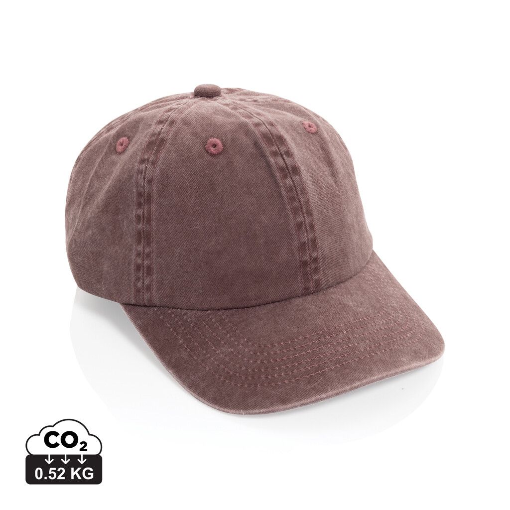 BEAU AWARE™ Washed 6-Panel Kappe aus 270gr/m² Baumwolltwill - maroon-536