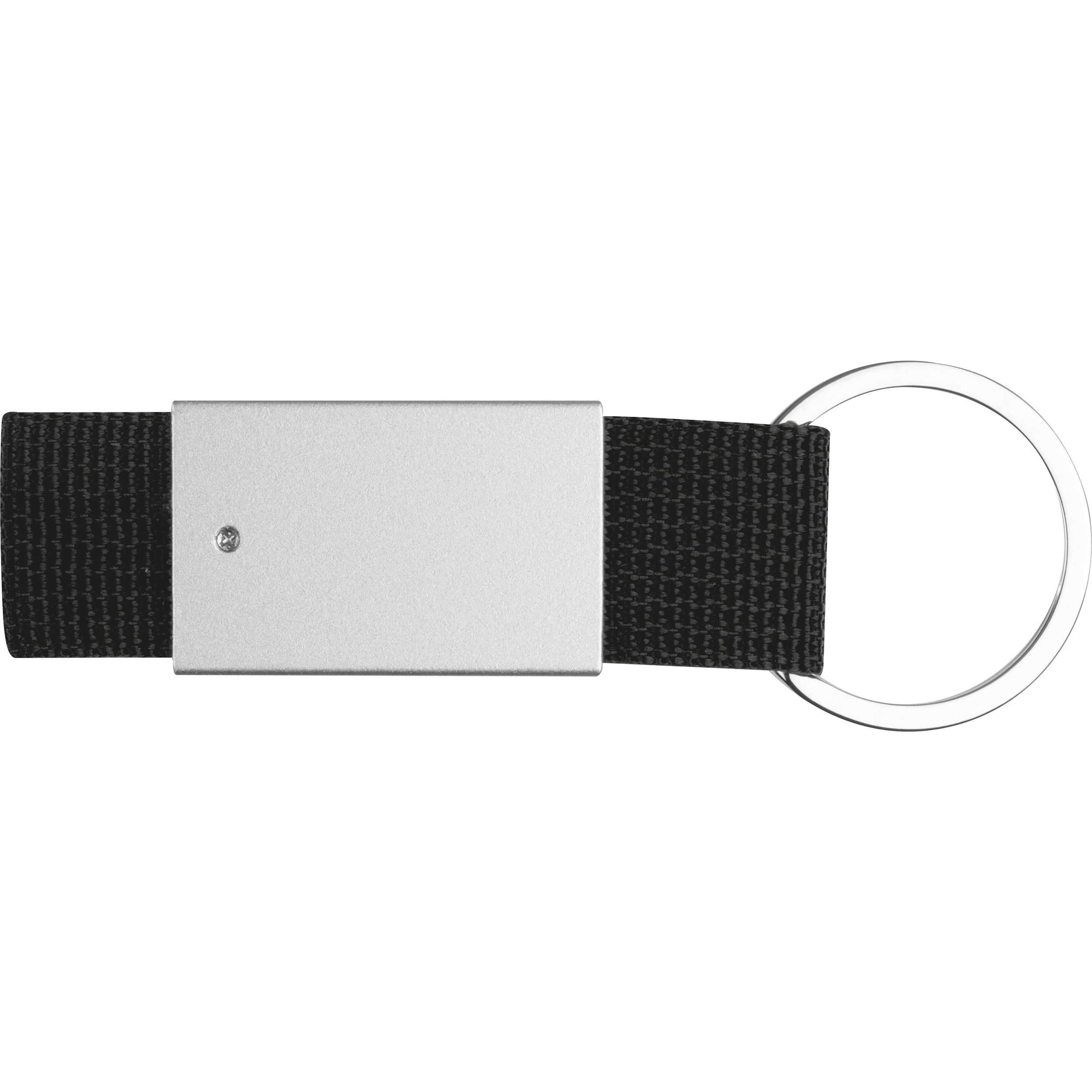 Schlüsselanhänger mit farbigem Stoffbändchen - schwarz-583
