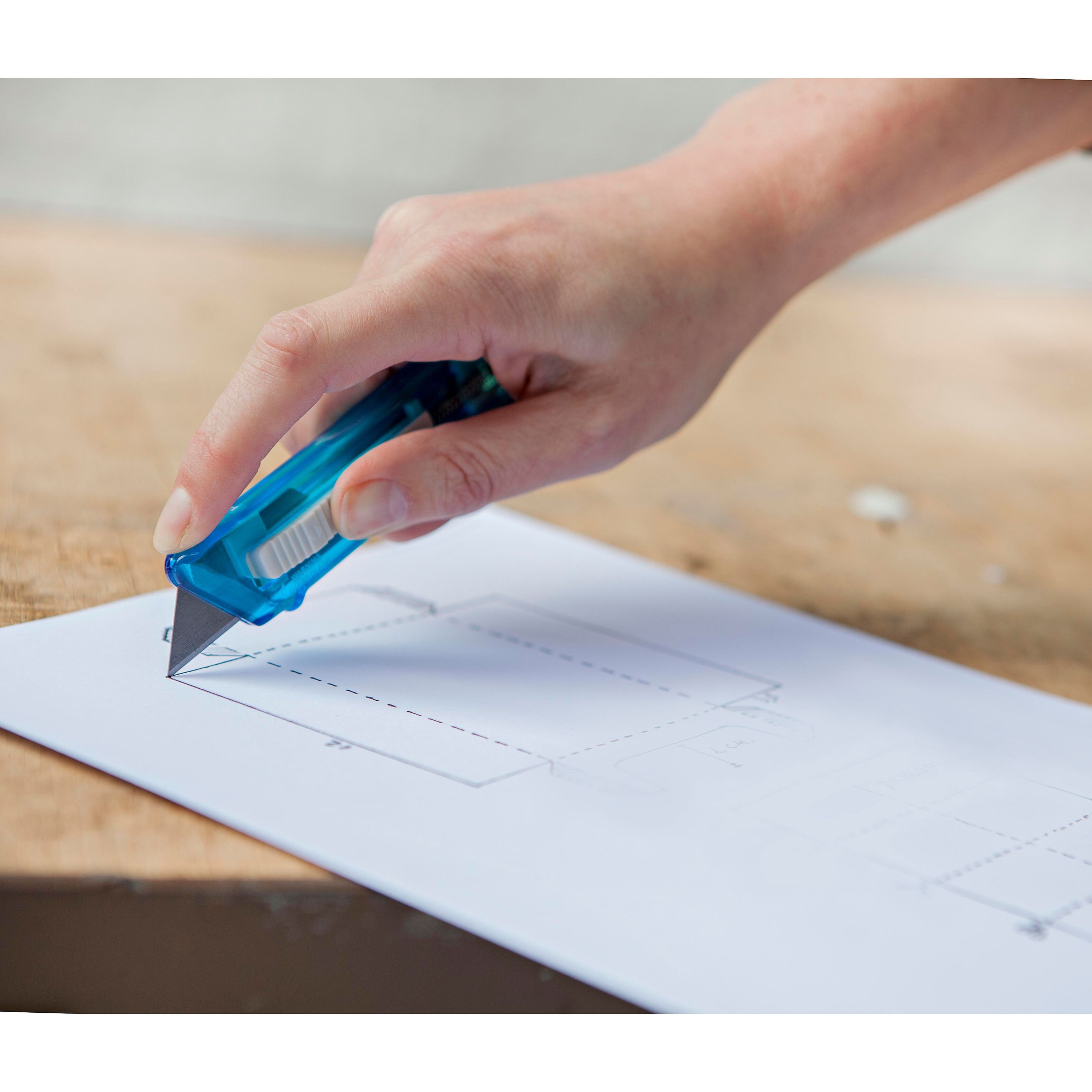 Cutter-Messer mit Federkernautomatik aus Kunststoff Griffin - blau-20