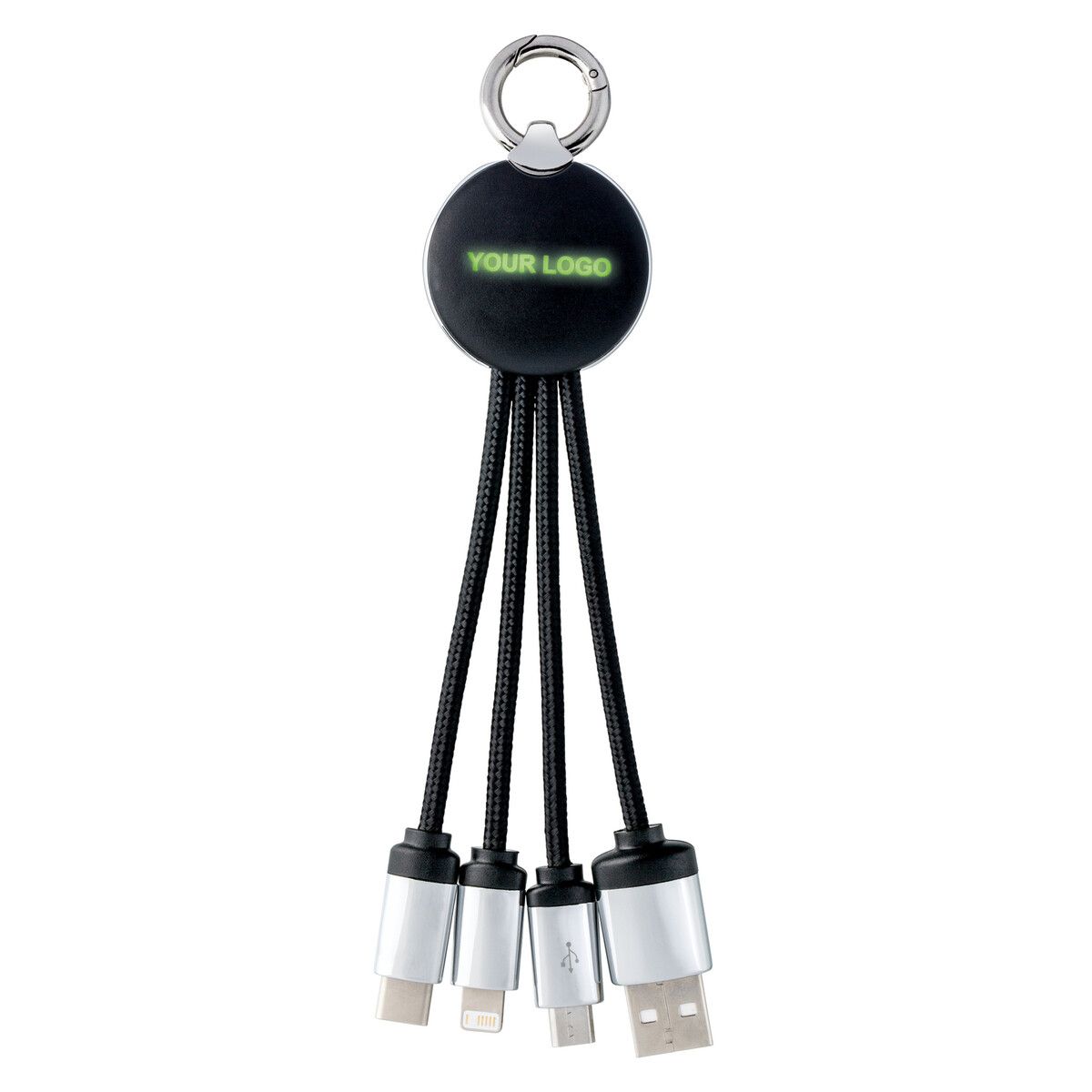 3-in-1 Ladekabel mit Beleuchtung PUHALANI - schwarz - grün-597
