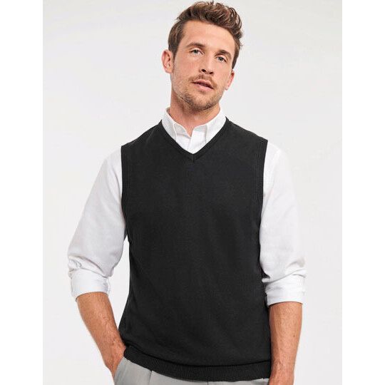 Men's V-Neck Sleeveless Knitted Pullover - black-102