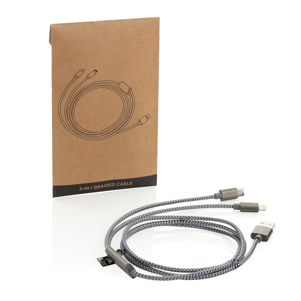 3-in-1 umwobenes Kabel - grau-575