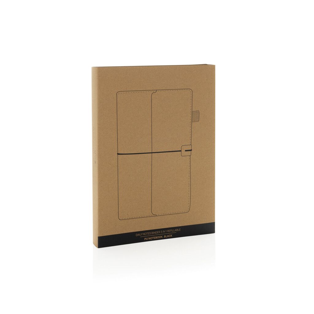 Daily Notes Binder 3-in-1 PU-Notizbuch zum Nachfüllen - schwarz-846