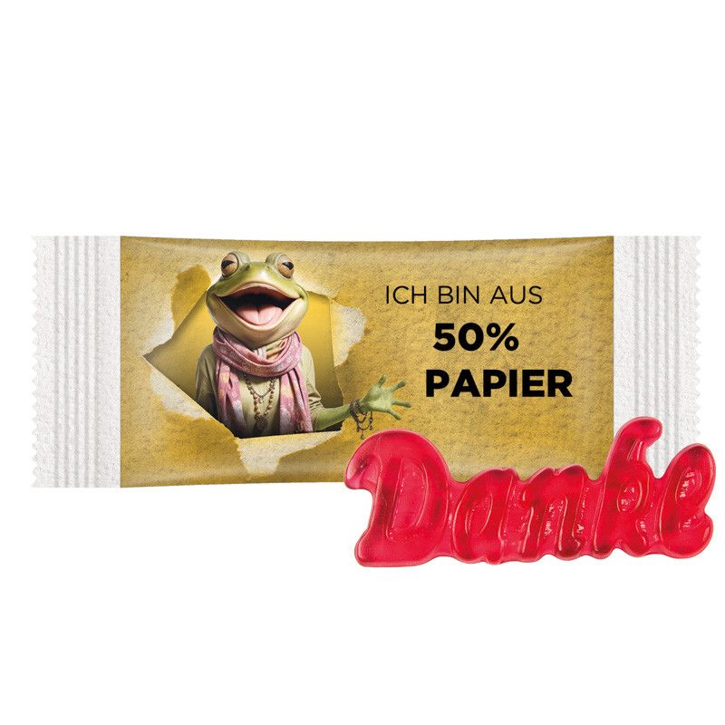 Trolli Fruchtgummi "Danke", Folie kompostierbar weiß-137
